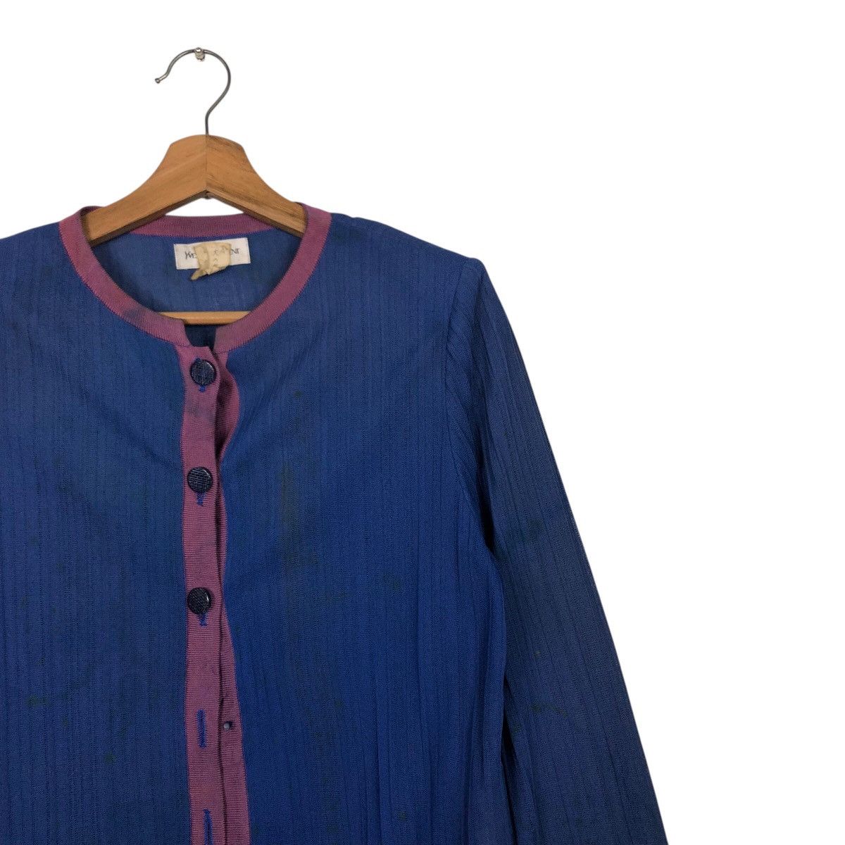 Yves Saint Laurent Vintage Indigo Woven Tunic Shirt Yves Saint Laurent Size M / US 6-8 / IT 42-44 - 7 Thumbnail