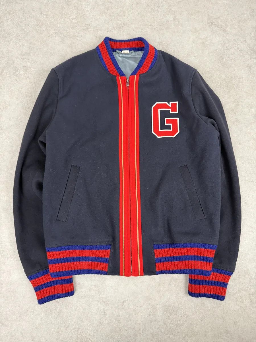 Gucci AW2017 Gucci Navy & Red Wool G Teddy Bomber Jacket Size US L / EU 52-54 / 3 - 6 Thumbnail