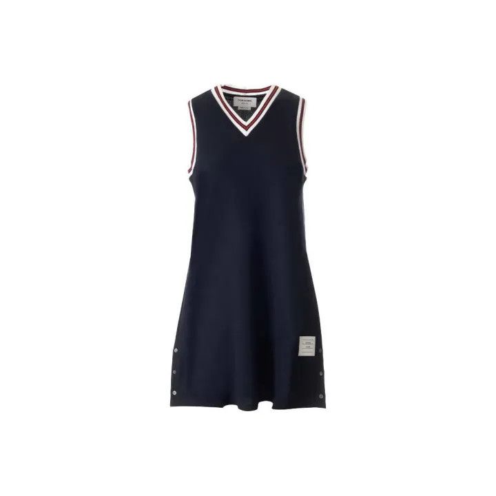 Thom Browne Thom Browne Striped V-Neck Sleeveless Dress 0079 Size S / US 4 / IT 40 - 1 Thumbnail