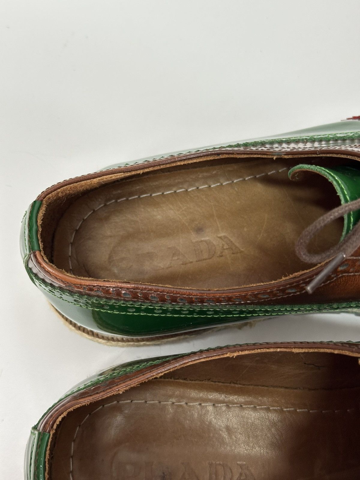Prada PRADA Men’s Tri Color Brogue Patent Leather Derby Shoes Size US 9 / EU 42 - 11 Thumbnail
