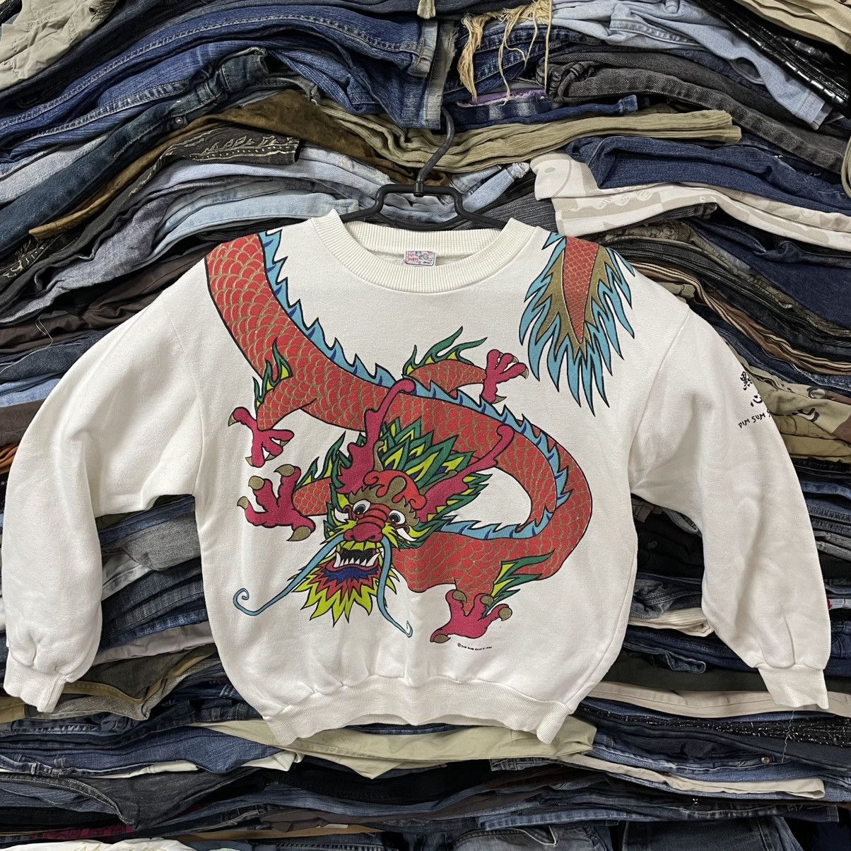 Tattoo Dragon Sweatshirt Made in Hong Kong 80s Asian Graphic