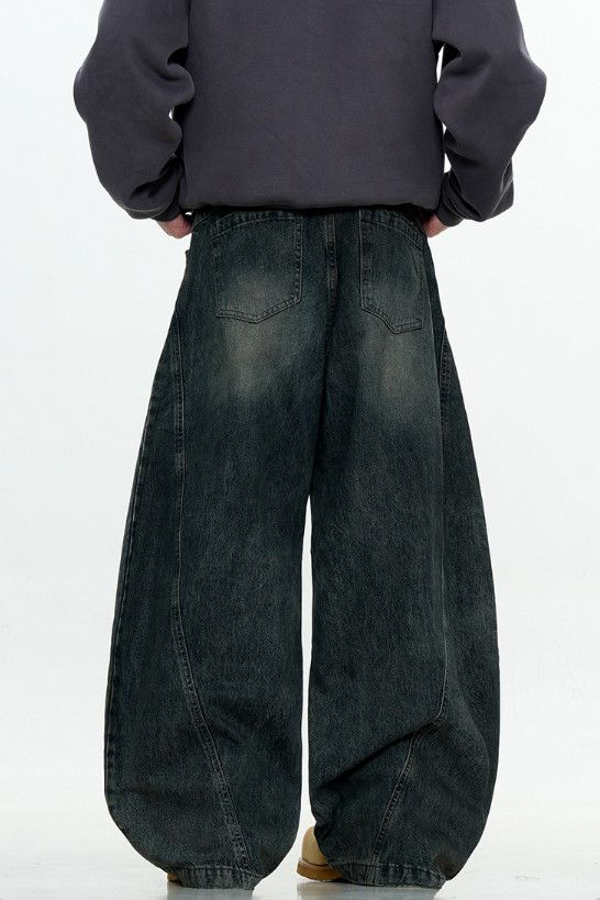 Jean Men's American retro loose wide-leg washed scimitar jeans Size US 32 / EU 48 - 4 Thumbnail