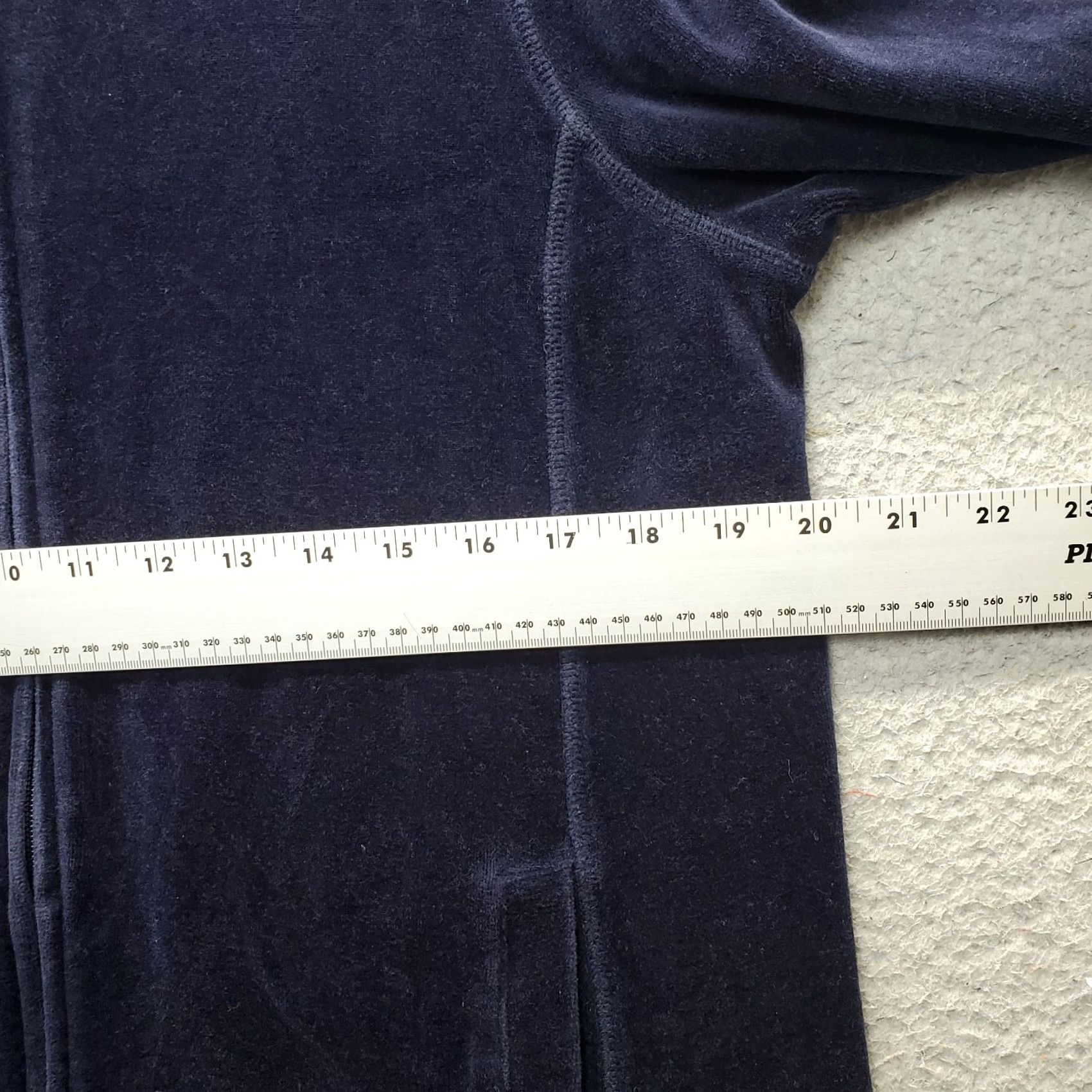 Talbots Talbots Velour Jacket Womens Petite Large Navy Long Sleeve Mock Neck Full Zip Size L / US 10 / IT 46 - 4 Thumbnail