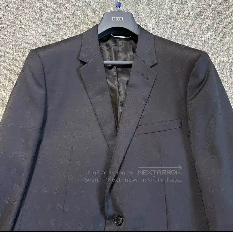 Dior Dior Dark Pattern Full Logo Wool Suit Jacket Size US L / EU 52-54 / 3 - 3 Thumbnail