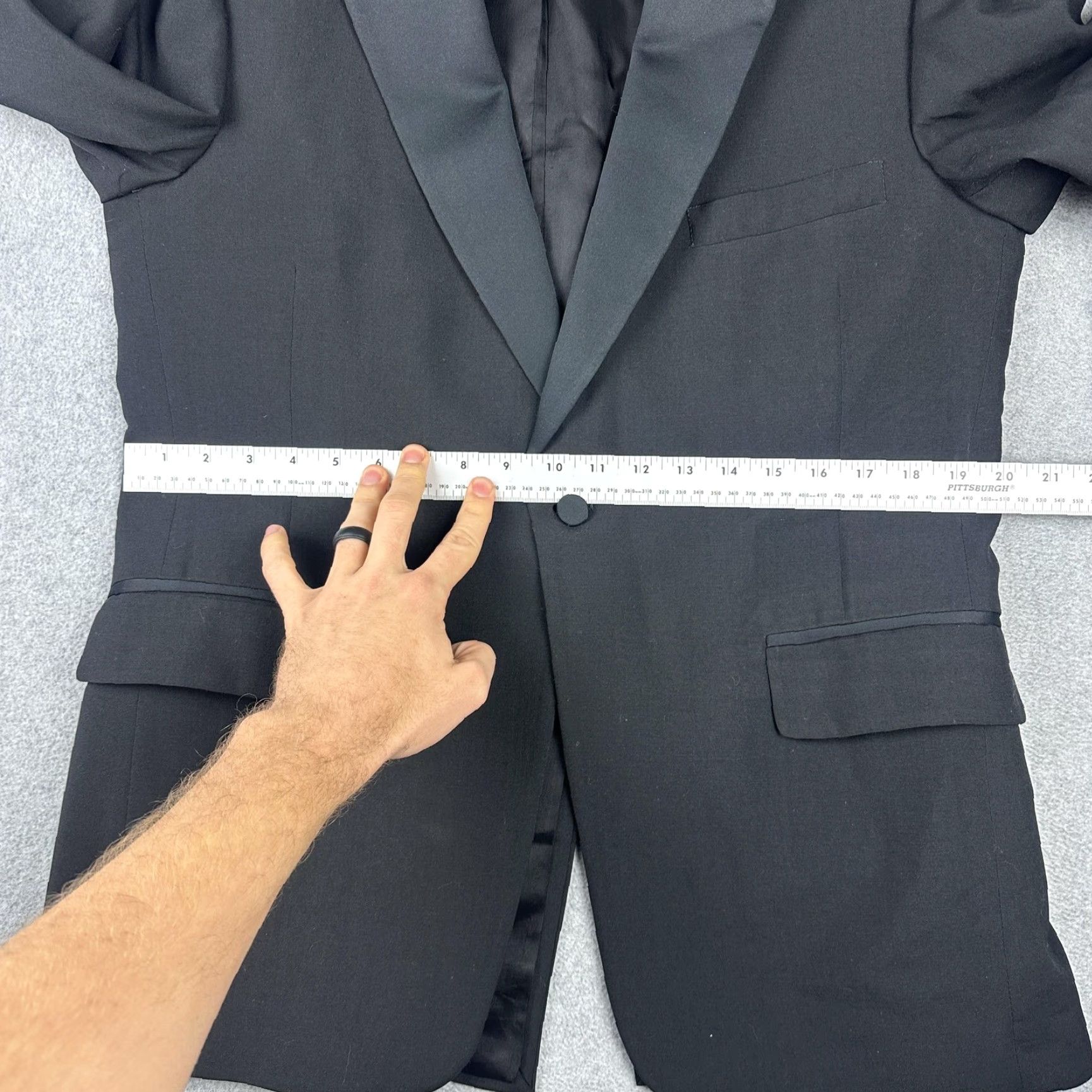 Vintage Tuxedo Shirt Mens 41R 38x26 Black One Button Notch Lapel 2 Piece Formal Wedding Shirt? Size 42R - 6 Thumbnail