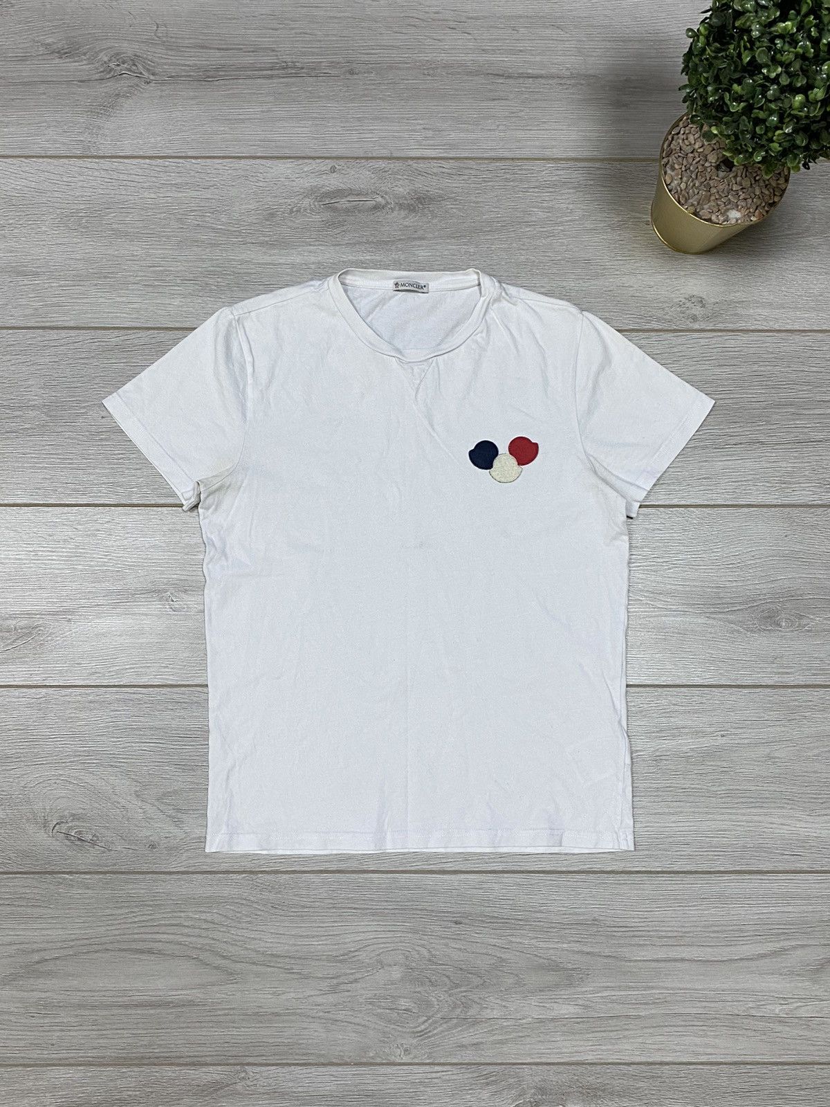 Moncler Streetwear Moncler Maglia t shirt 3 logo blue white red Grailed