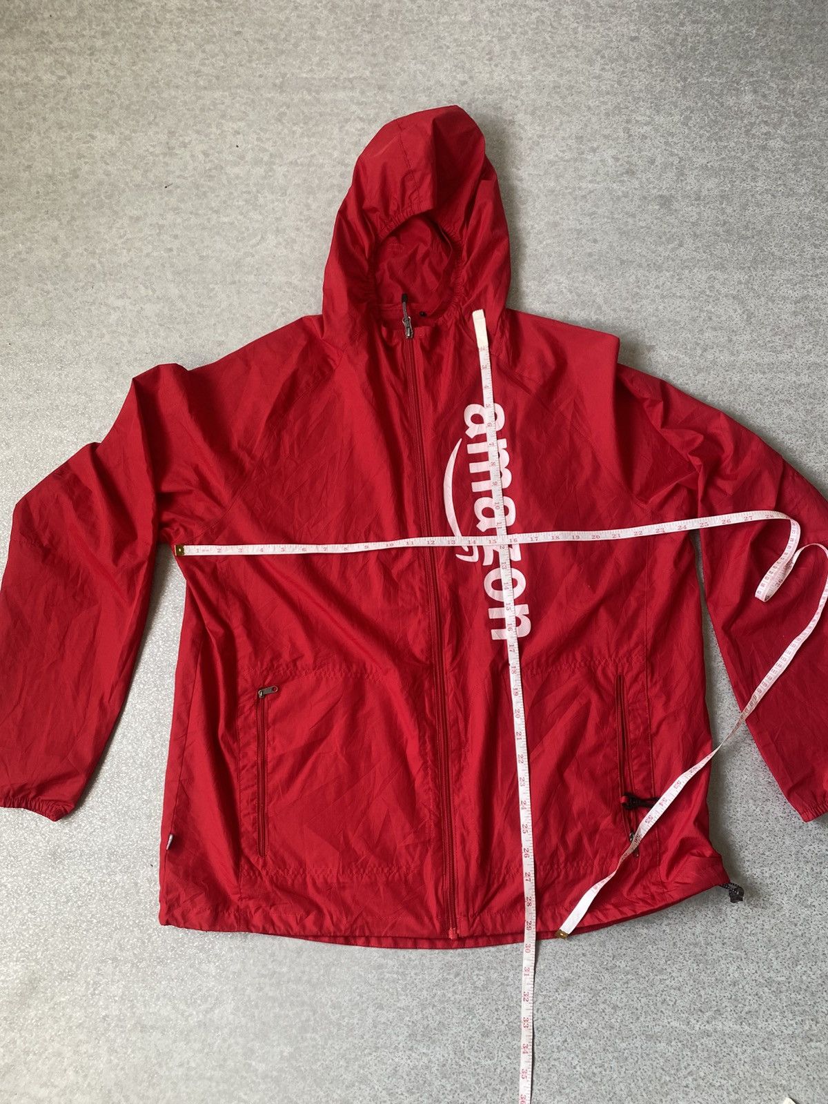 Japanese Brand Amazon Red Windbreaker Jacket with Hoodie- Size XL Size US XL / EU 56 / 4 - 12 Thumbnail