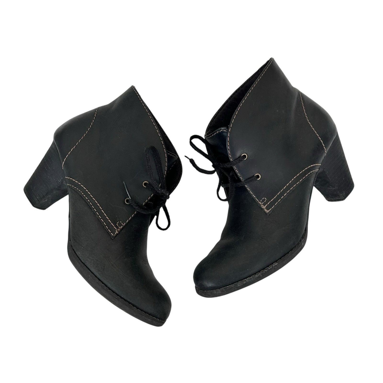 Clarks Clarks Bergen Black Leather Heeled Booties Sz 8.5 Size US 8.5 / IT 38.5 - 10 Thumbnail