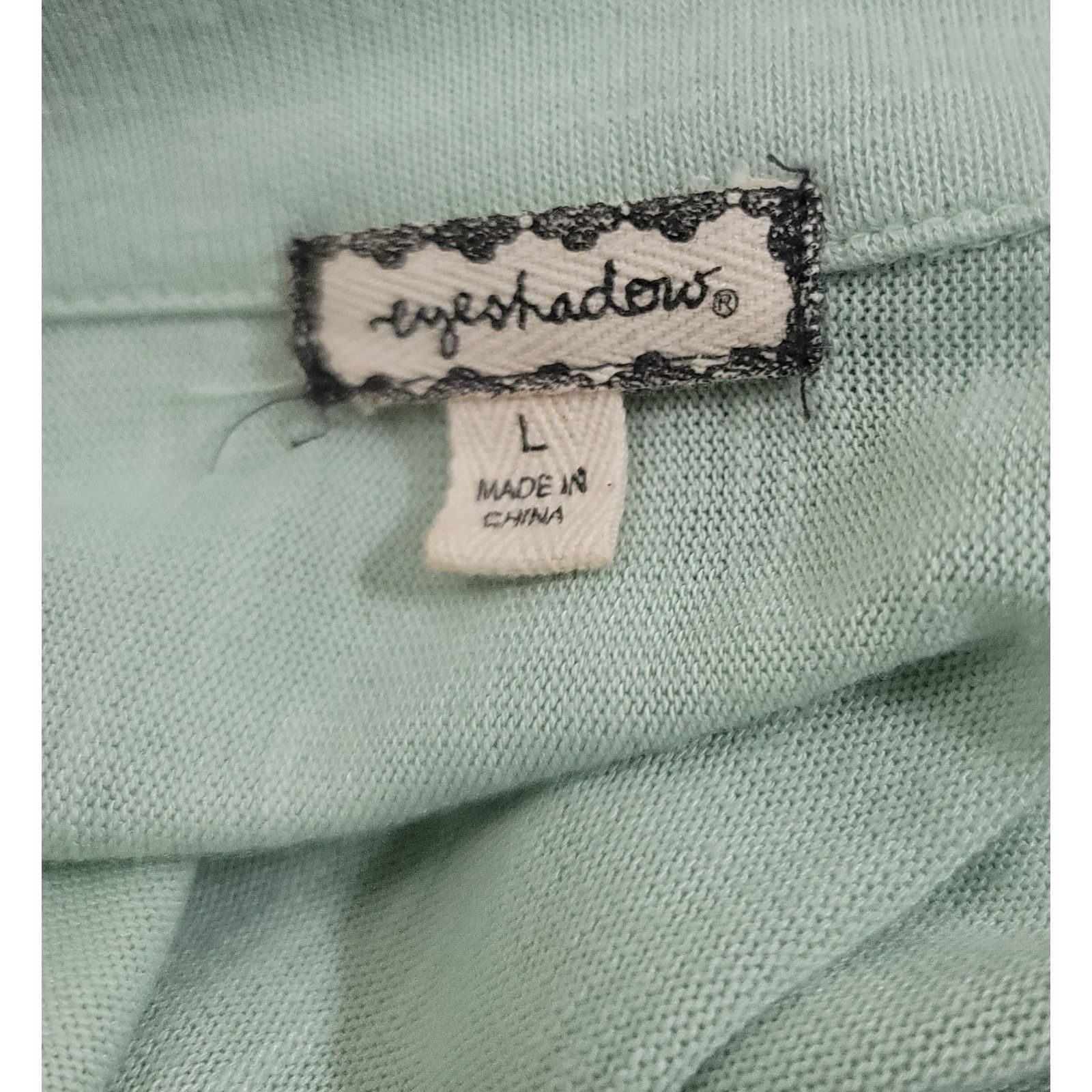 Other Eyeshadow Mint Green Slub Knit Button Up Shirt L Sheer Back Size L / US 10 / IT 46 - 4 Thumbnail