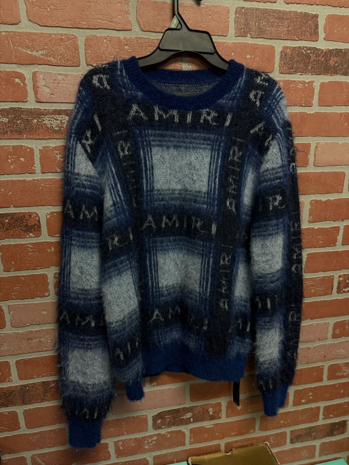 Amiri Amiri BRUSHED MOHAIR PLAID CREW Size M Clean 🧼 Size US M / EU 48-50 / 2 - 2 Thumbnail