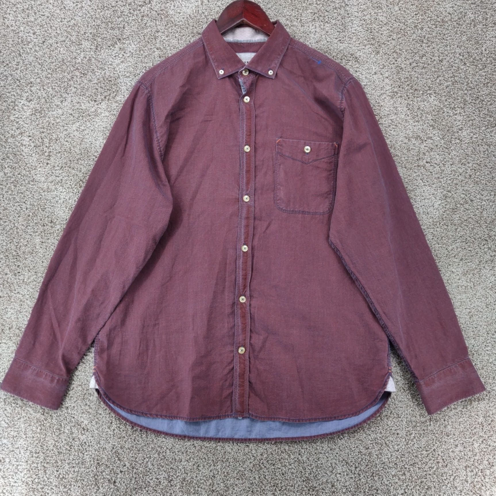 Vintage VINTAGE 32 Bar Blues Shirt Mens L Maroon Red Long Sleeve Button Pocket Casual Size US L / EU 52-54 / 3 - 2 Thumbnail