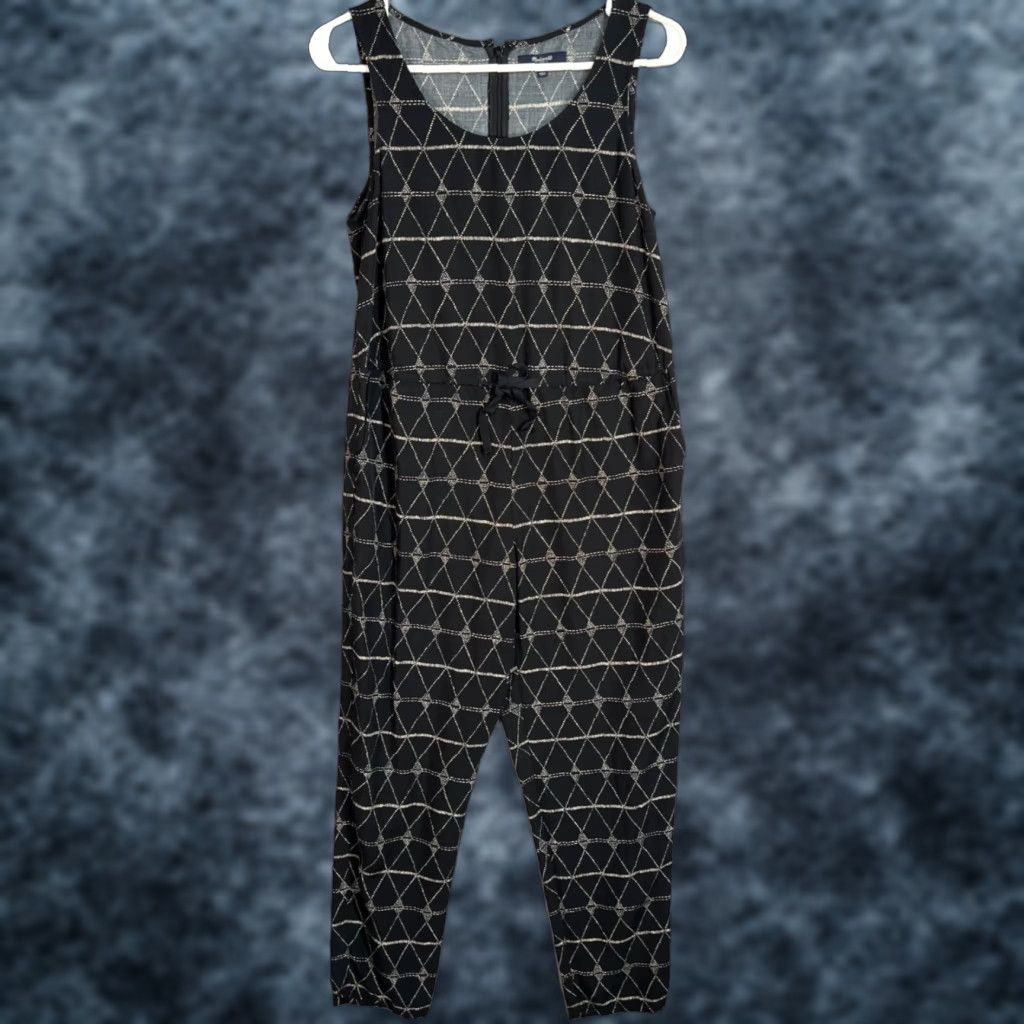 Madewell VINTAGE Madewell 1937 Women's Sleeveless Jumpsuit XS Black & White Diamond Pattern 90s Party Dress Size 26" / US 2 / IT 38 - 1 Thumbnail