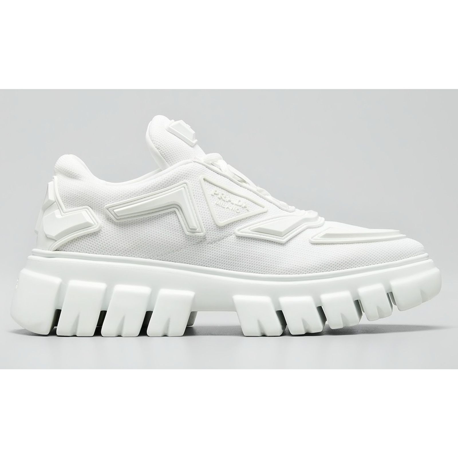 Prada Prada Monolith Sole White Platform Flat Low Sneaker 38.5 Size US 8.5 / IT 38.5 - 1 Thumbnail