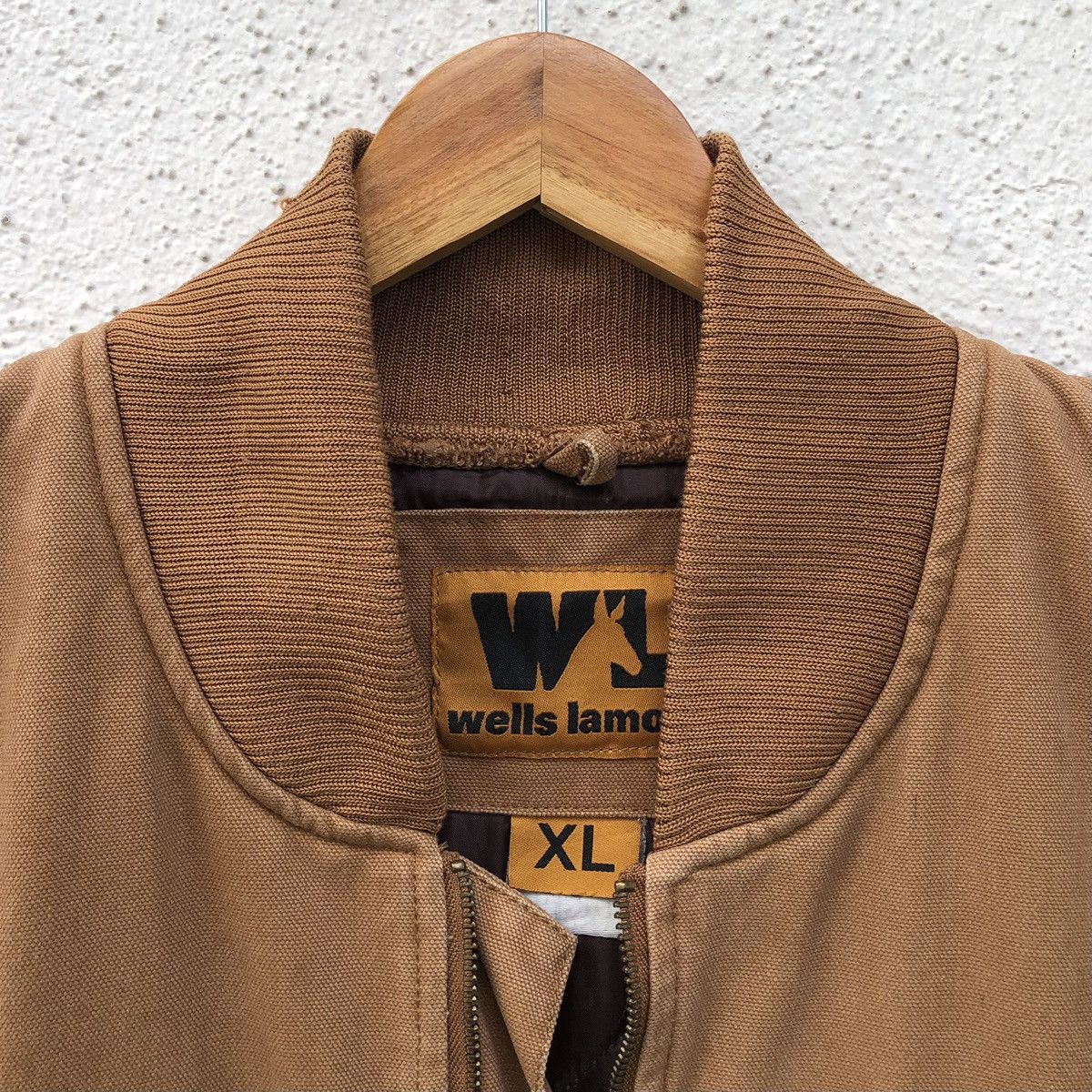 Japanese Brand Wells Lamont Mens Brown Canvas Vest Quilted Lined Full Zip Size US XL / EU 56 / 4 - 5 Thumbnail
