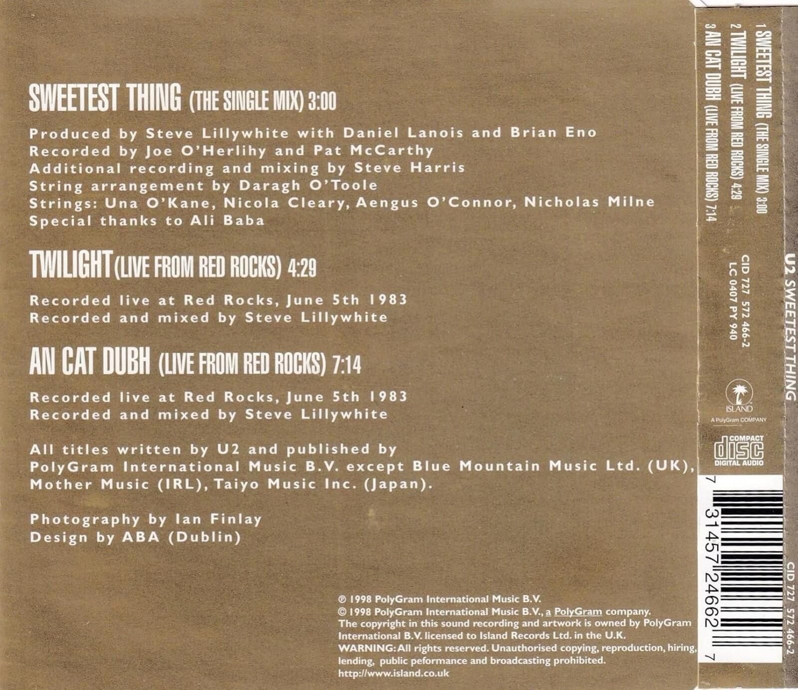 Other U2 Sweetest Thing MIX & 2 LIVE TRX Europe CD single NEW U2 Size ONE SIZE - 2 Thumbnail
