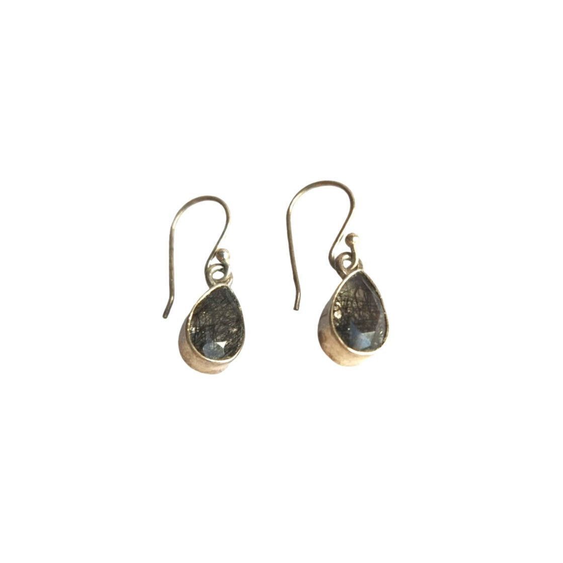 The Unbranded Brand Black Tourmalinated Quartz Sterling Silver Earrings 925 Size ONE SIZE - 1 Thumbnail
