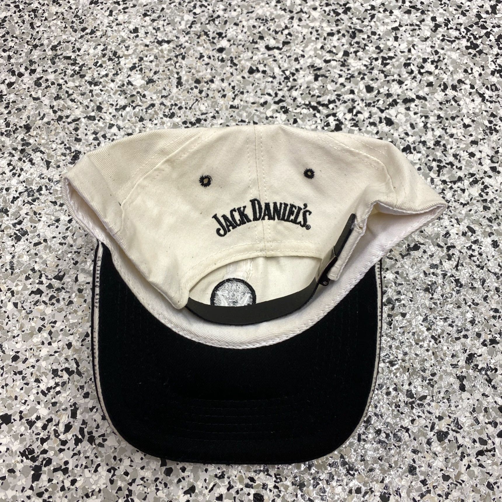 Vintage VINTAGE JACK Old No 7 Hat Cap Leather Strap Made In USA USA Leather Strap Adjustable Snapback Men One Size White Canvas Hat Cap 1990s? Size ONE SIZE - 2 Thumbnail