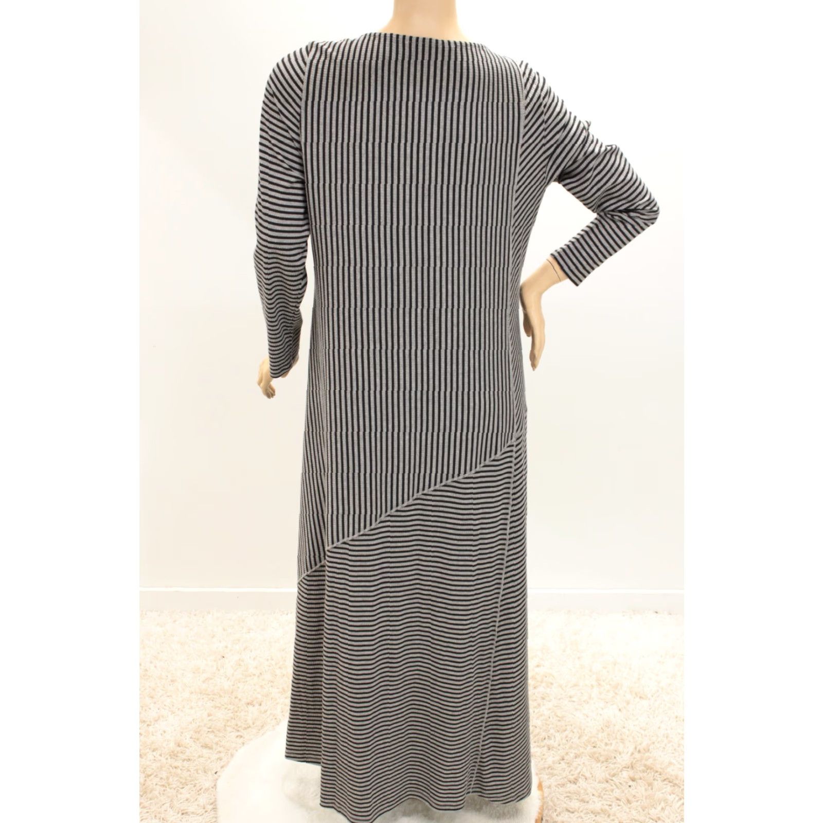 Soft Surroundings Soft Surroundings Maxi Dress Women's XL Black Gray Striped Stretch Goth Size XL / US 12-14 / IT 48-50 - 3 Thumbnail