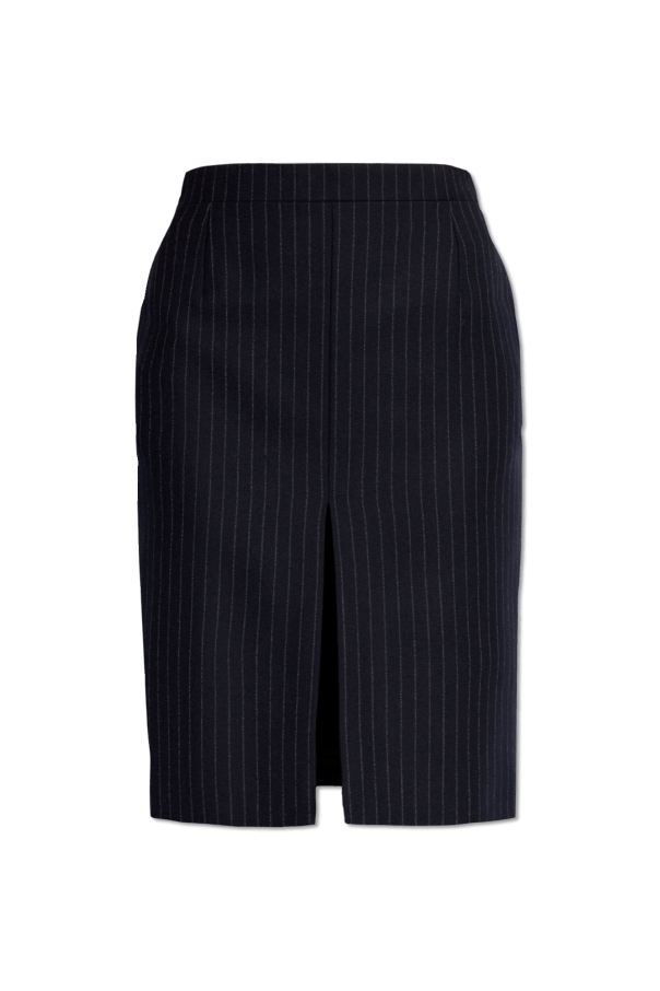 Saint Laurent Paris o1s1wg111024 Midi Skirt Flanelle Rayure Rive Gau in Navy Size 25" / US 0 / IT 36 - 1 Thumbnail