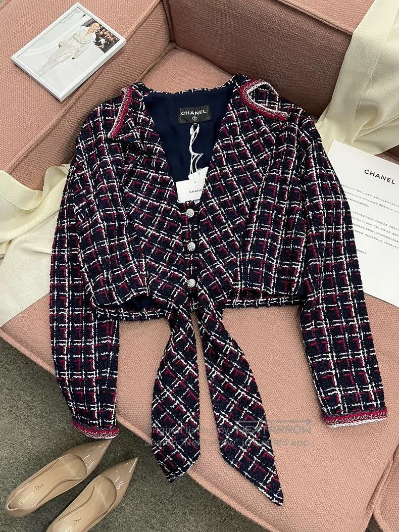 Chanel Chanel Rooftop series red black and white plaid lacing jac Size XS / US 0-2 / IT 36-38 - 2 Thumbnail