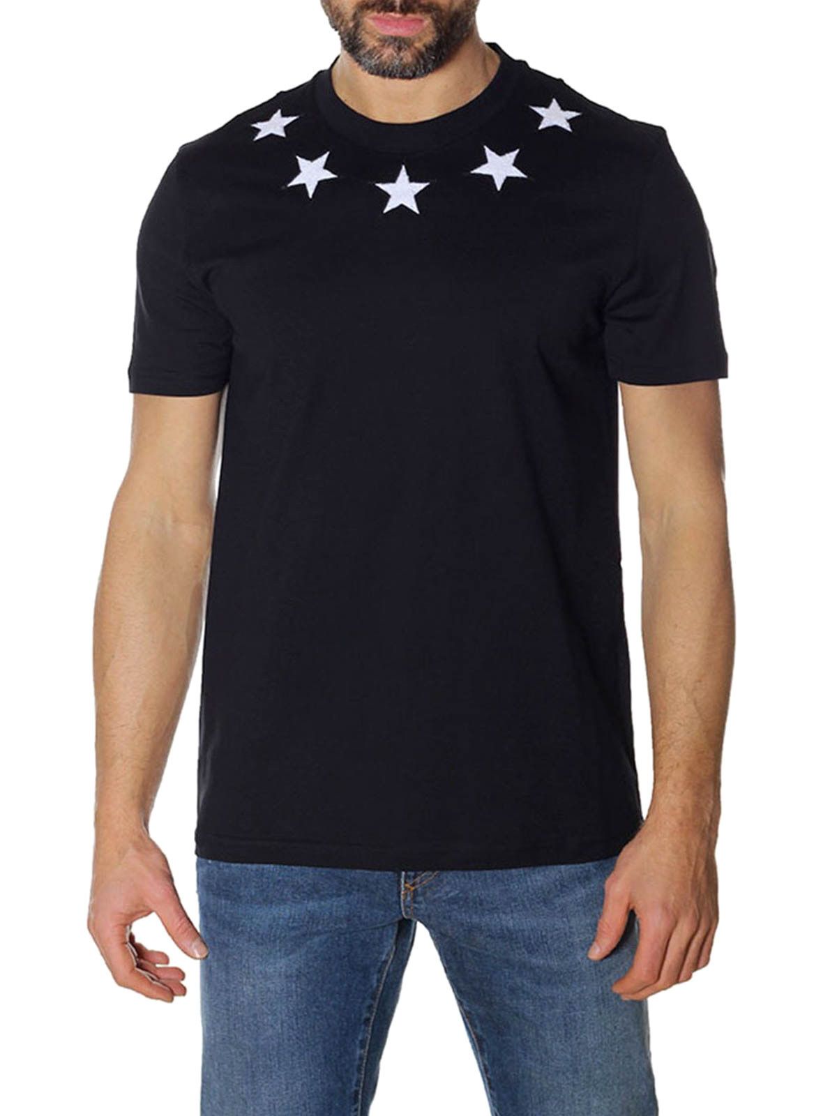 Givenchy Black and White Felt Stars T-Shirt Size US M / EU 48-50 / 2 - 2 Thumbnail