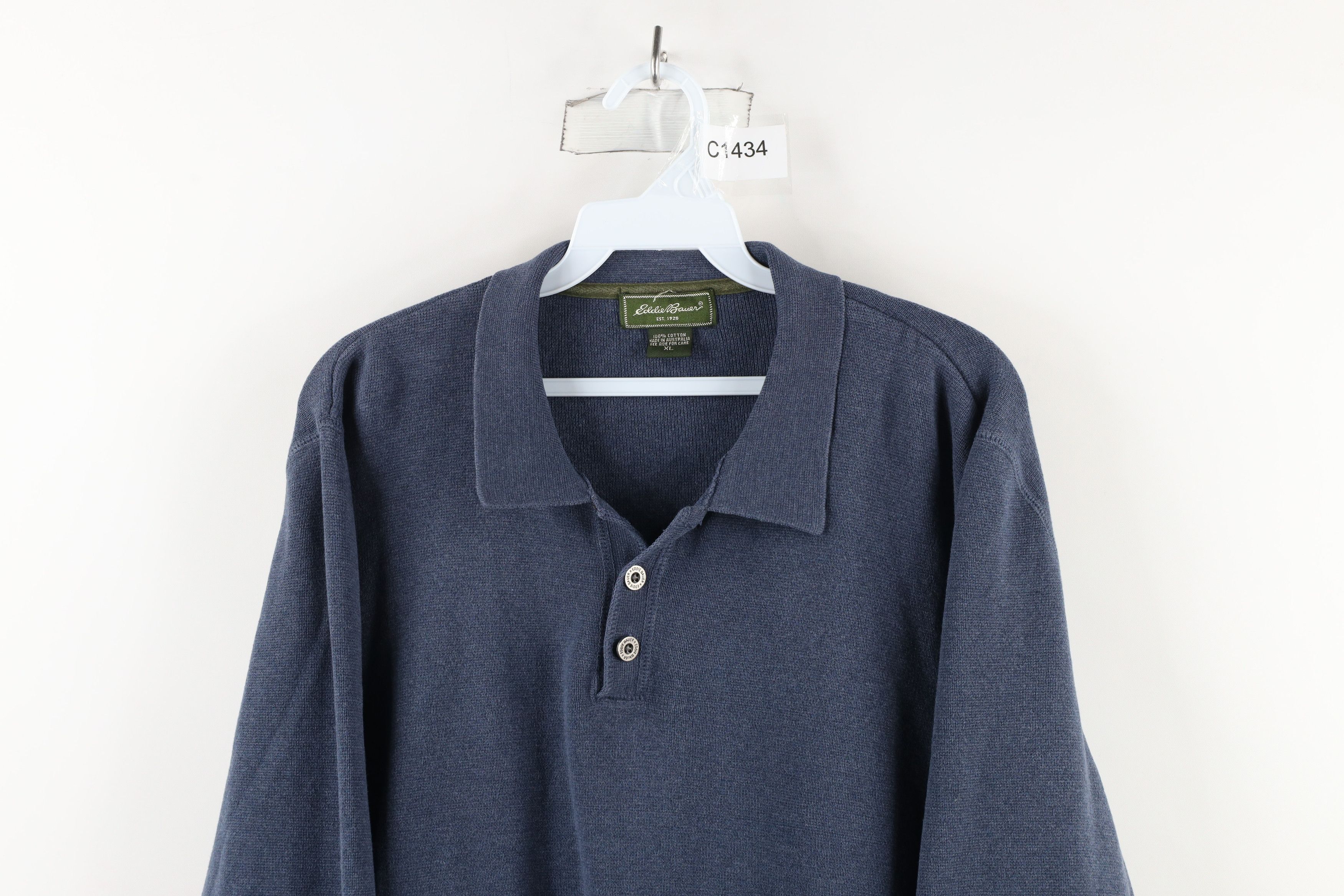 Eddie Bauer × Vintage Vintage Eddie Bauer Cotton Thermal Knit Collared Polo Size US XL / EU 56 / 4 - 2 Thumbnail