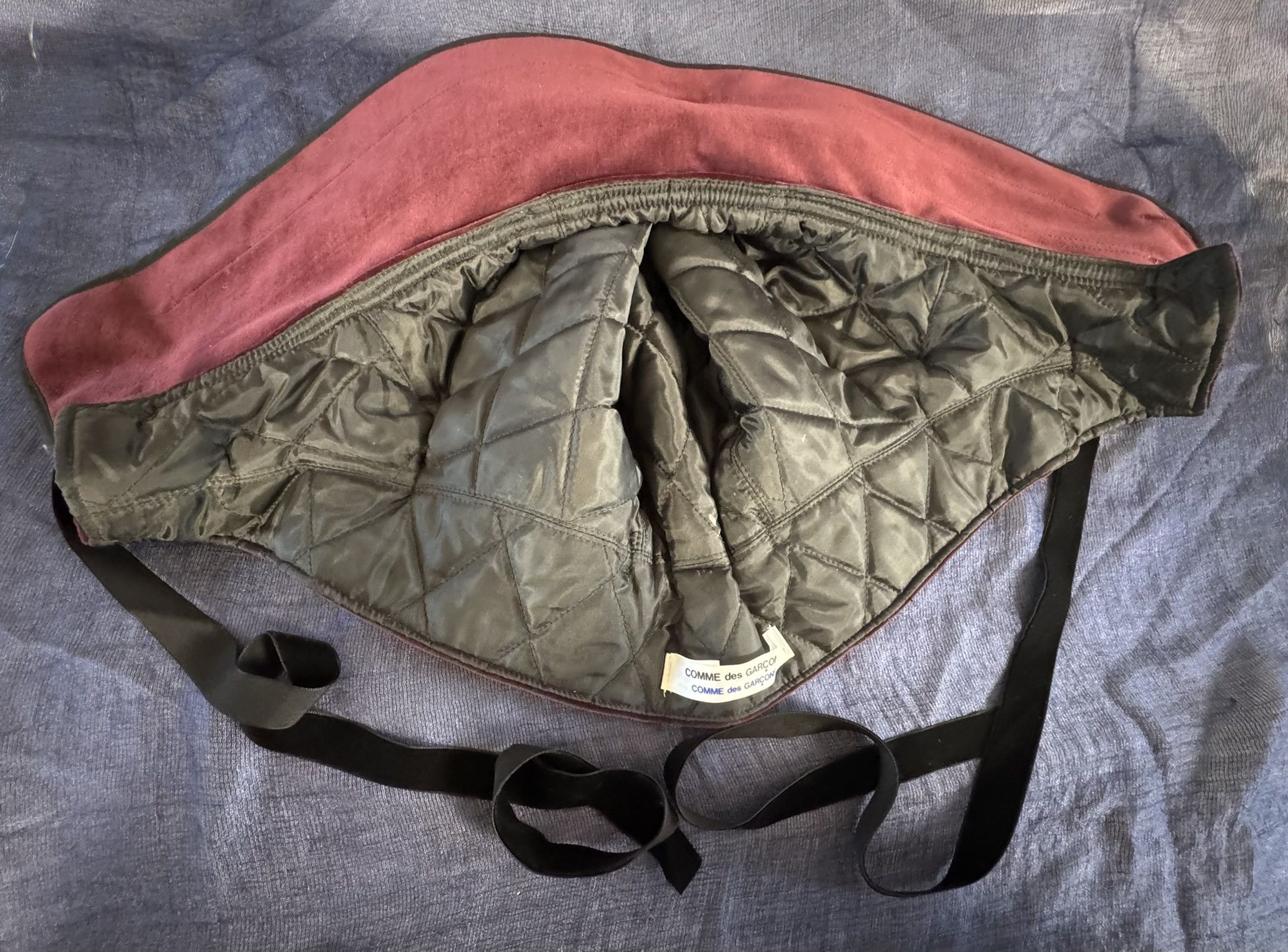 Comme des Garcons Rare Vintage COMME des GARÇONS Burgundy Velvet Bonnet Hood Size ONE SIZE - 9 Thumbnail