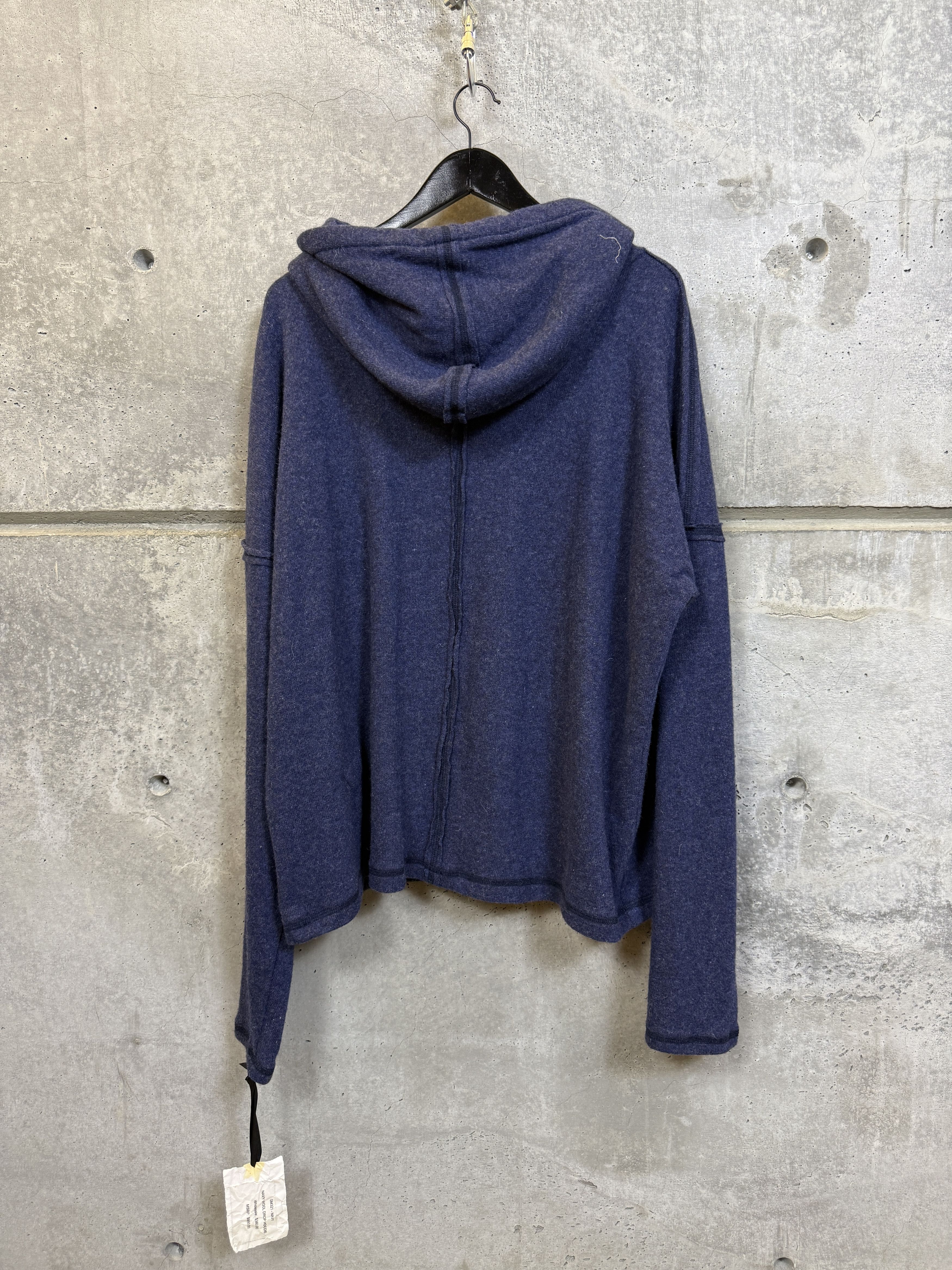 Greg Lauren $950 Greg Lauren SAMPLE Navy Wool Drop Hoodie Size US L / EU 52-54 / 3 - 2 Thumbnail