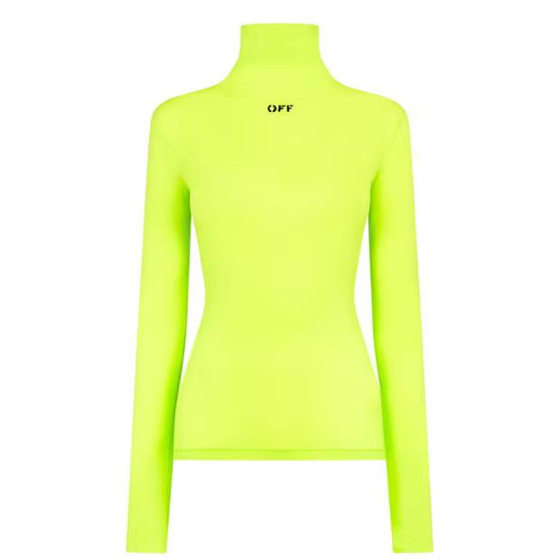 o1g2r1mq1224 Stamp Second Skin Turtleneck in Acid Green
