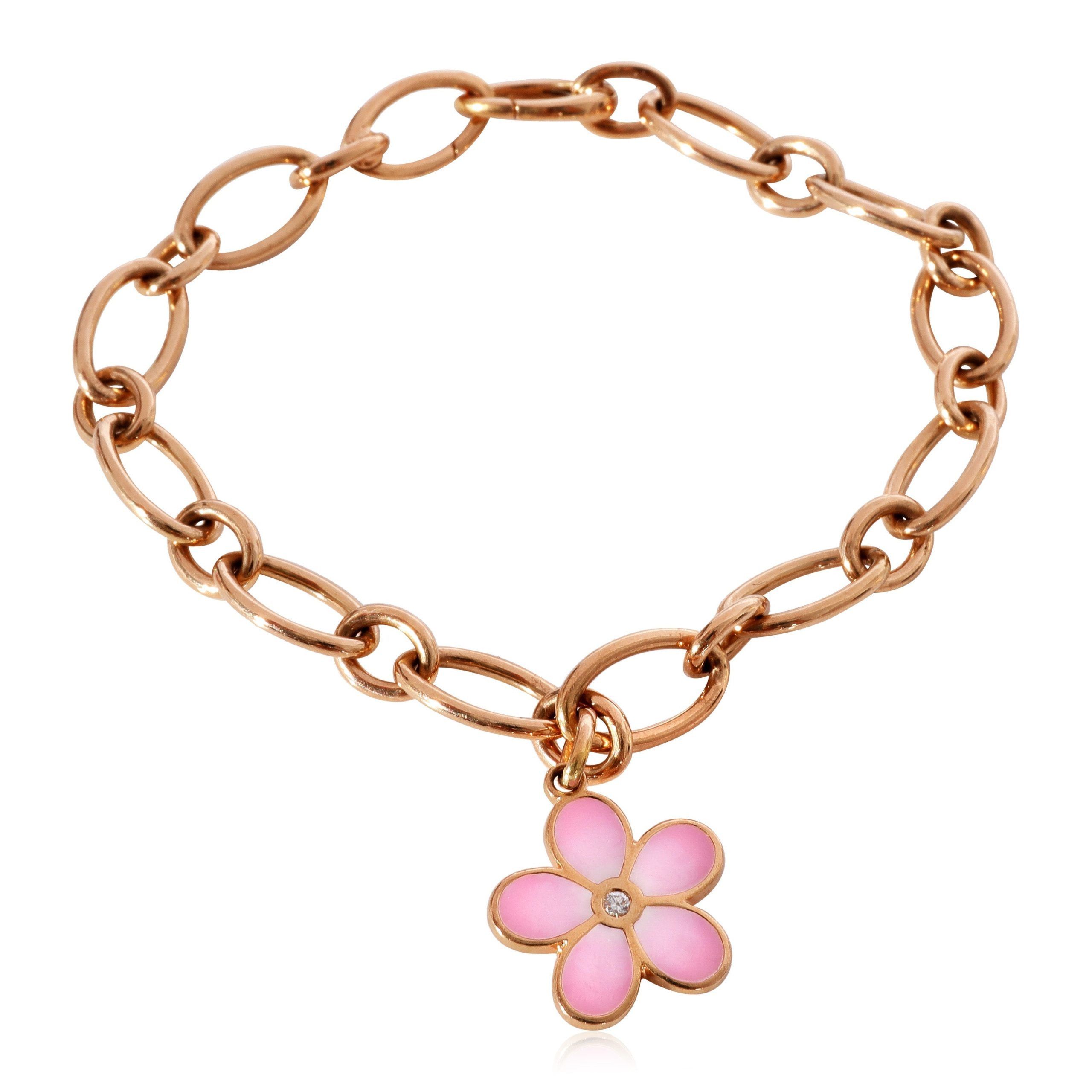 Tiffany & Co. Tiffany & Co. Oval Link Flower Charm Bracelet in 18k Rose Gold, 0.02 Ctw Size ONE SIZE - 1 Thumbnail