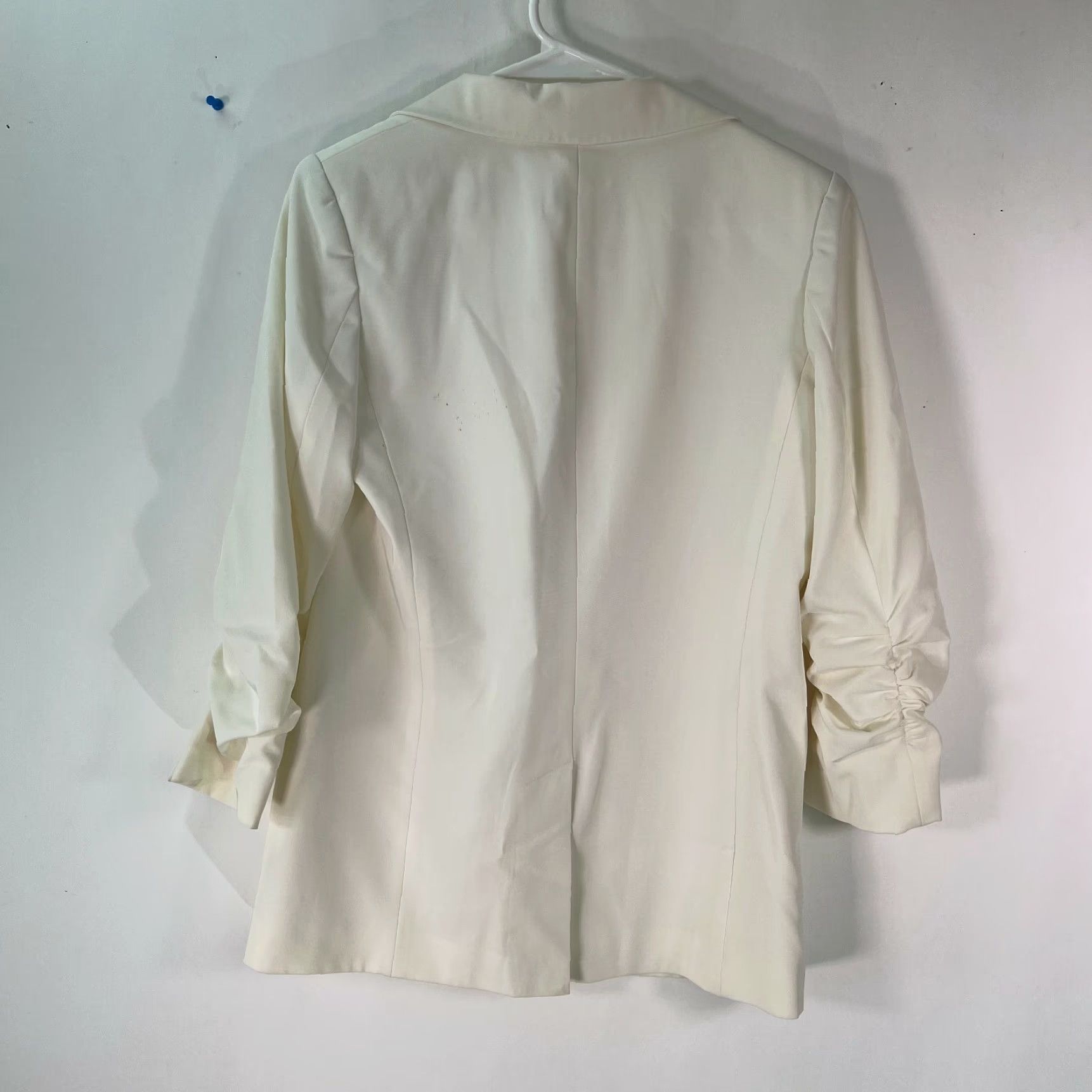 Vintage Womens Blazer Shirt Cream Formal Notch Lapel Ruched Long Sleeves Size M Size M / US 6-8 / IT 42-44 - 2 Thumbnail