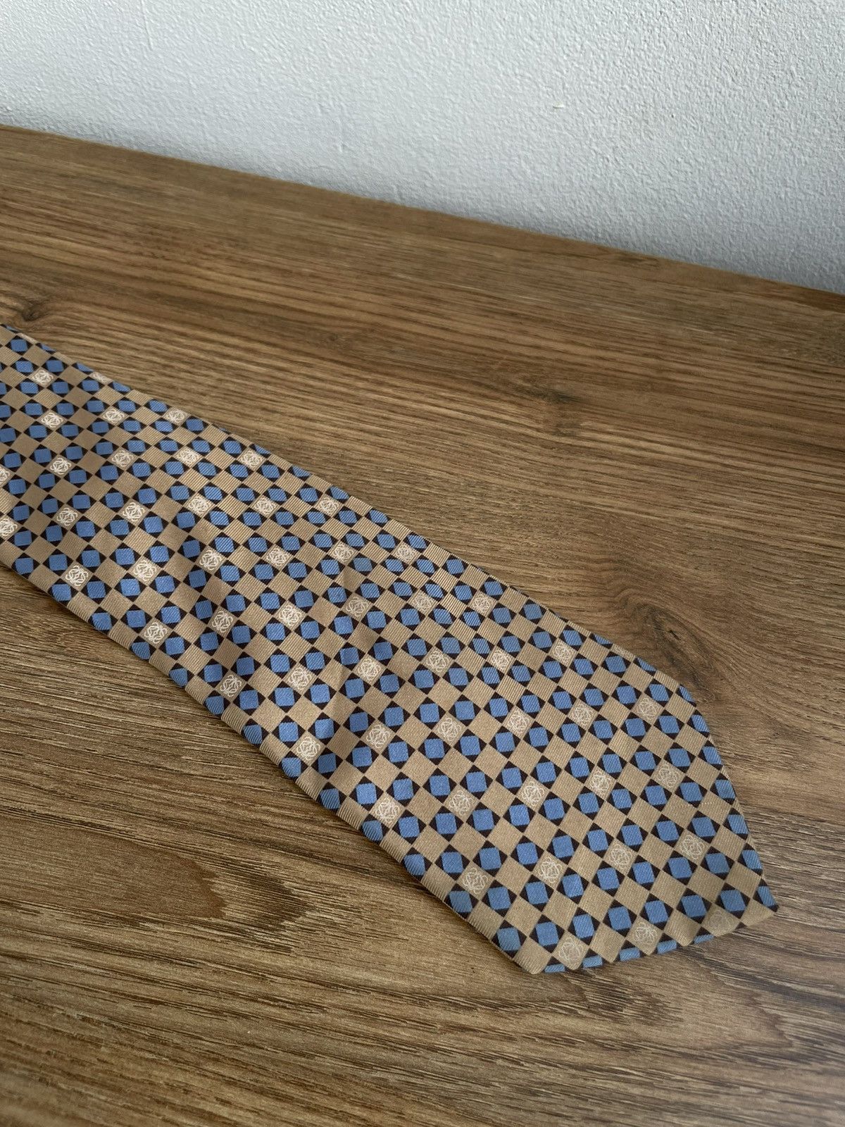 Loewe Loewe Madrid Silk Tie Monogram Logo Yellow Blue Mundo Loewe Size ONE SIZE - 6 Thumbnail