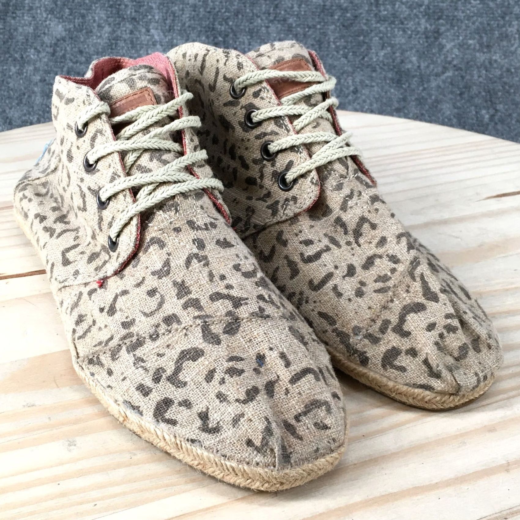Toms Toms Boots Womens 8 Animal Print Espadrille Desert Bootie Brown Fabric Flats Size US 6 / IT 36 - 3 Thumbnail