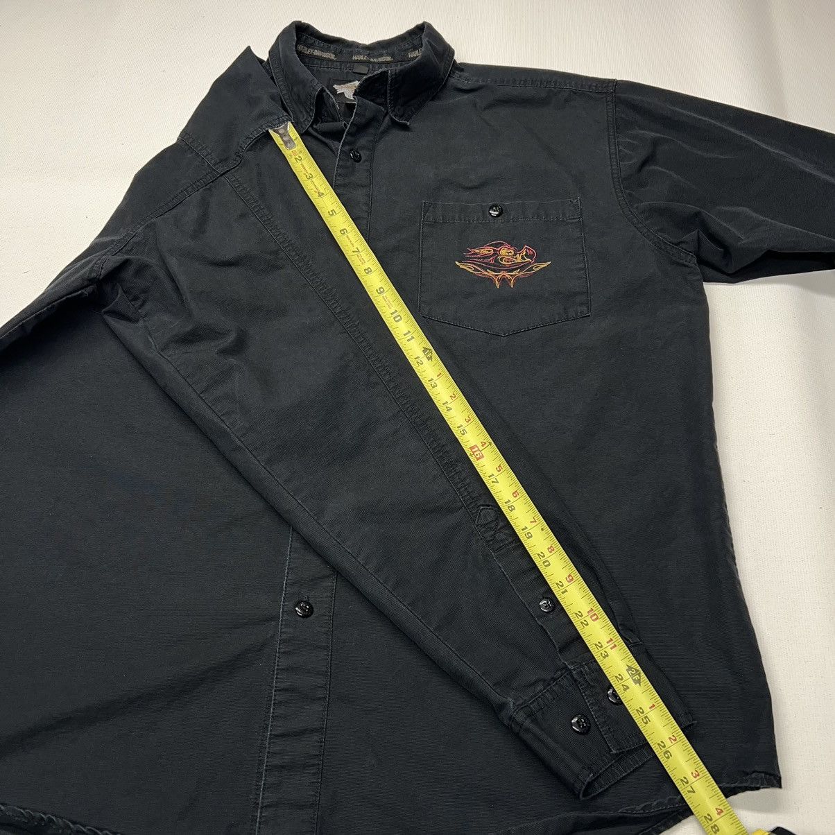 Harley Davidson × Vintage Harley Davidson Button Up Shirt Black Embroidered Logo Biker Size US XL / EU 56 / 4 - 24 Thumbnail