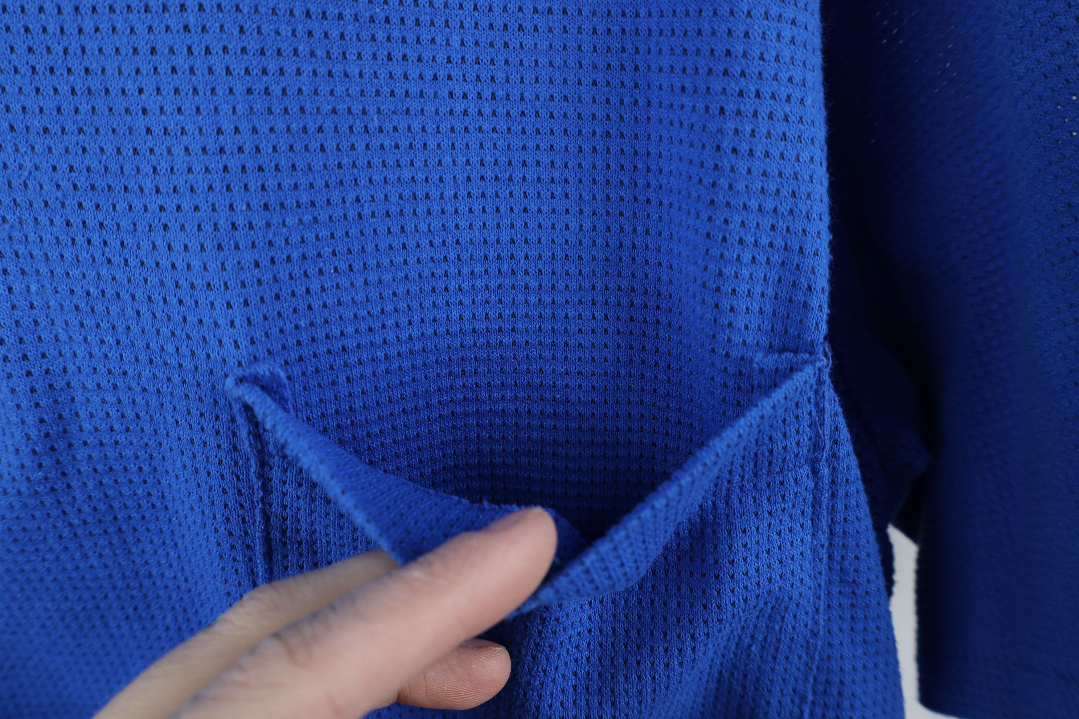 Majestic × Vintage Vintage 90s Majestic Blank Mesh Knit Polo Shirt Blue USA Size US L / EU 52-54 / 3 - 6 Thumbnail