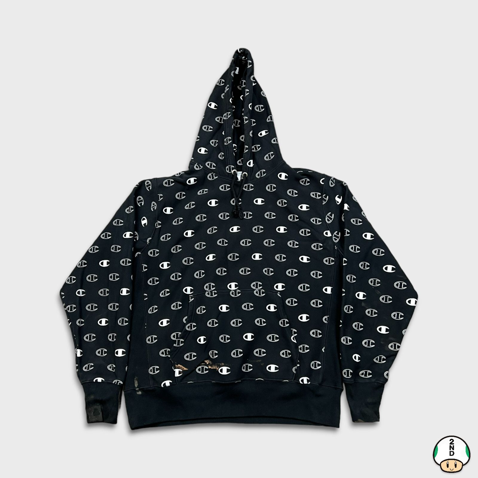 Champion × Vintage Champion Hoodie Reverse Weave AOP C Logo Hooded Sweatshirt Size US L / EU 52-54 / 3 - 1 Thumbnail