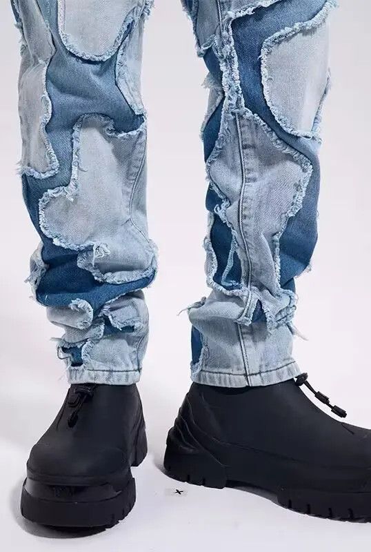 VIBE Street irregular ripped raw edge straight jeans Size US 32 / EU 48 - 4 Thumbnail