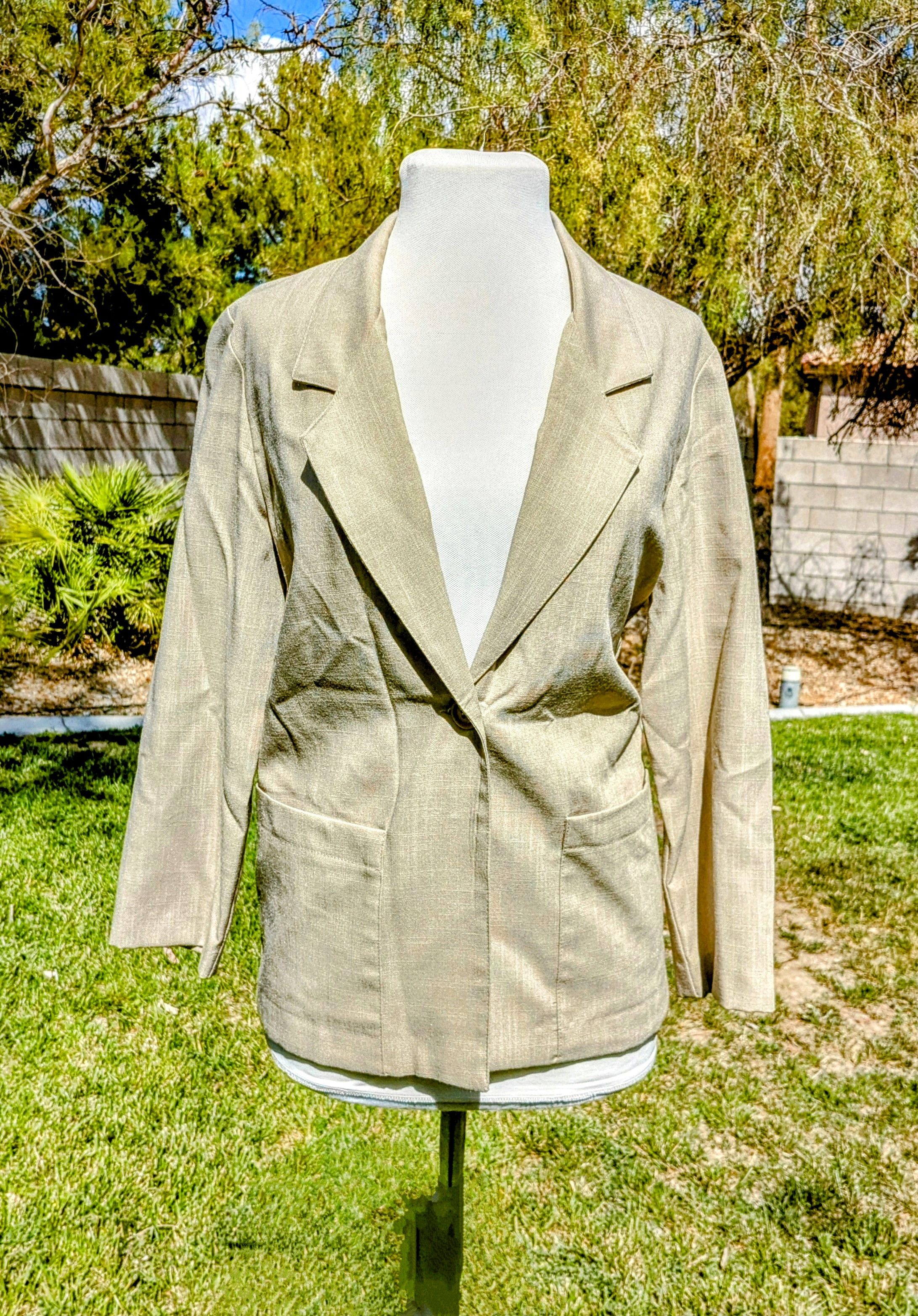 Designer VTG 1980's Briggs Petite Desert Tan Linen Jacket Pant Suit Size XS / US 0-2 / IT 36-38 - 2 Thumbnail