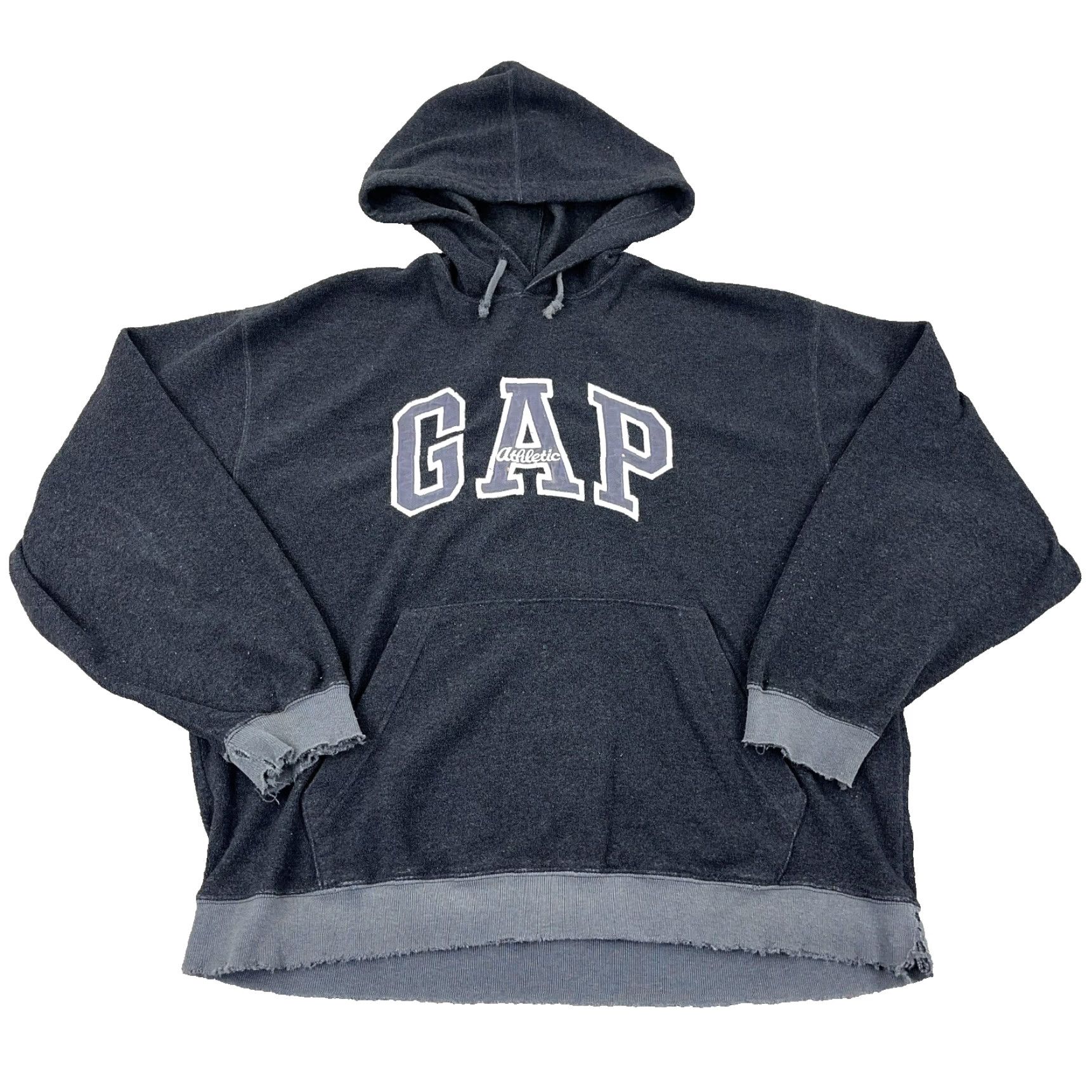 Gap VINTAGE Gap Hoodie Men L Gray 90s Grunge Logo Embroidered Fleece Pullover Athletic Sports Graphic Print Heavyweight Hooded Casual Pullover Mens Size US L / EU 52-54 / 3 - 2 Thumbnail