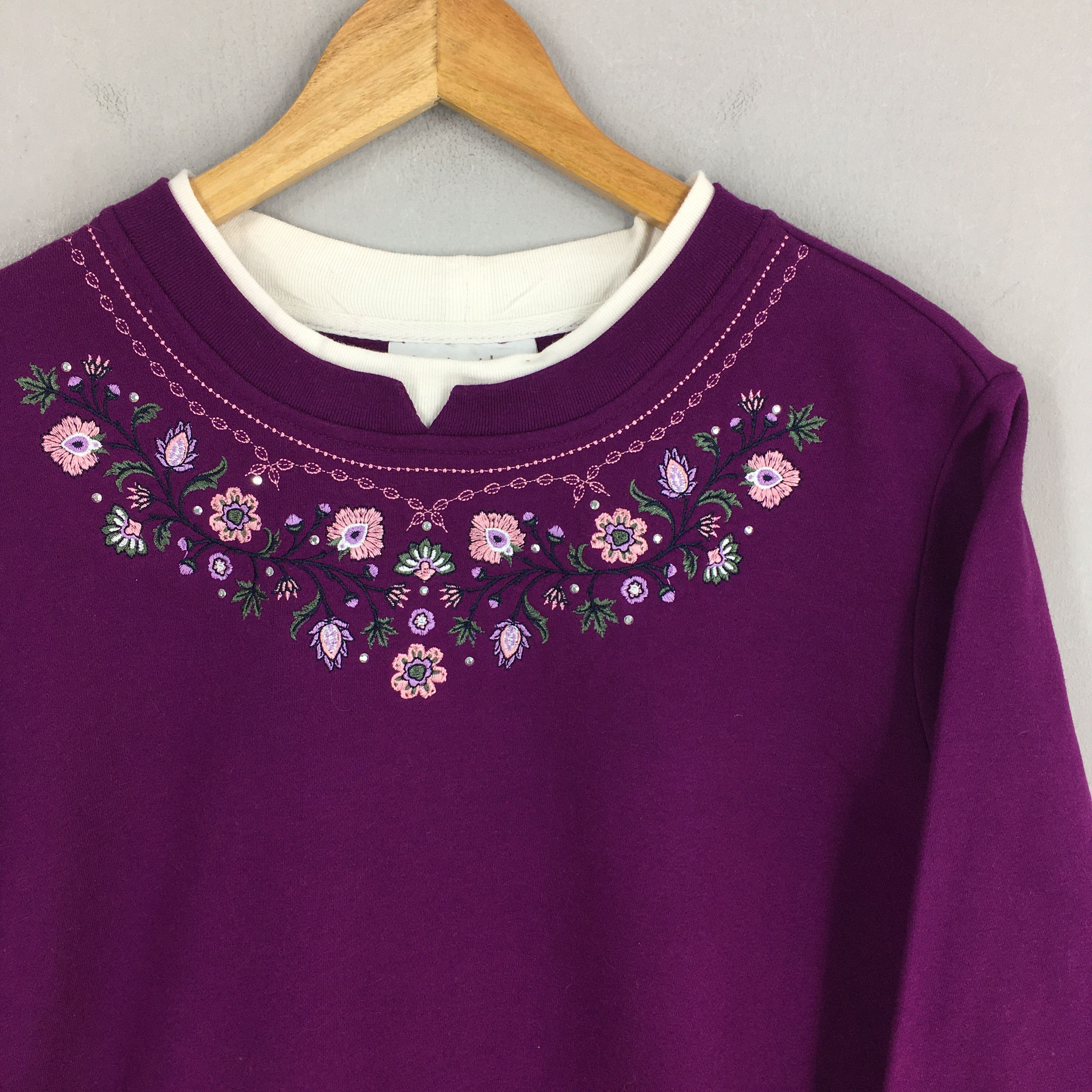 Art Comes First Vintage Breckenridge Floral Purple Sweatshirts Large Size L / US 10 / IT 46 - 2 Thumbnail