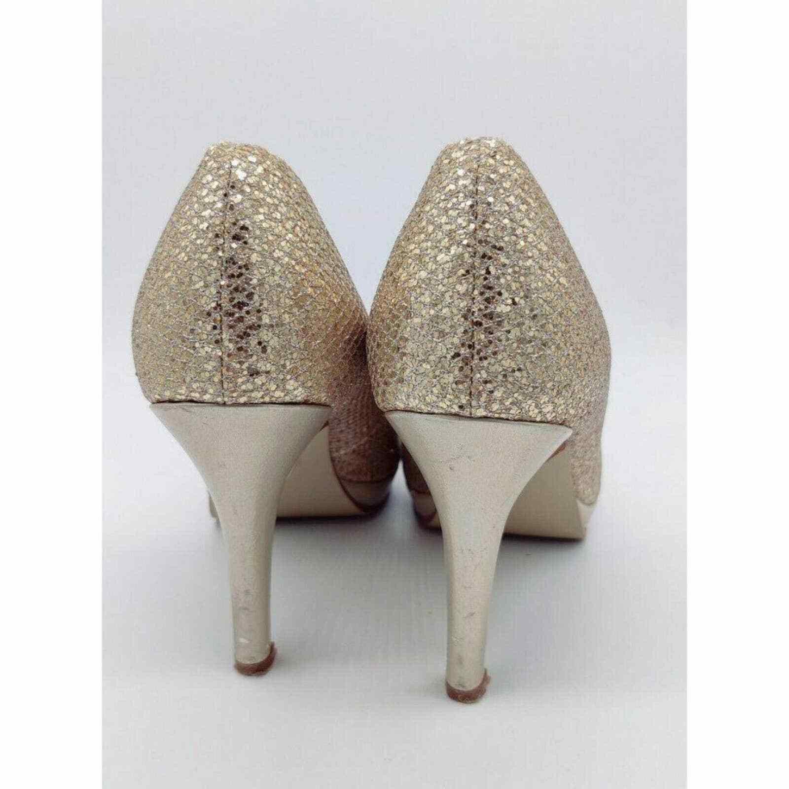 Other Dyeables Sari Glitter Platform Pump 8B Champagne 8 Heels S Size US 8 / IT 38 - 2 Thumbnail