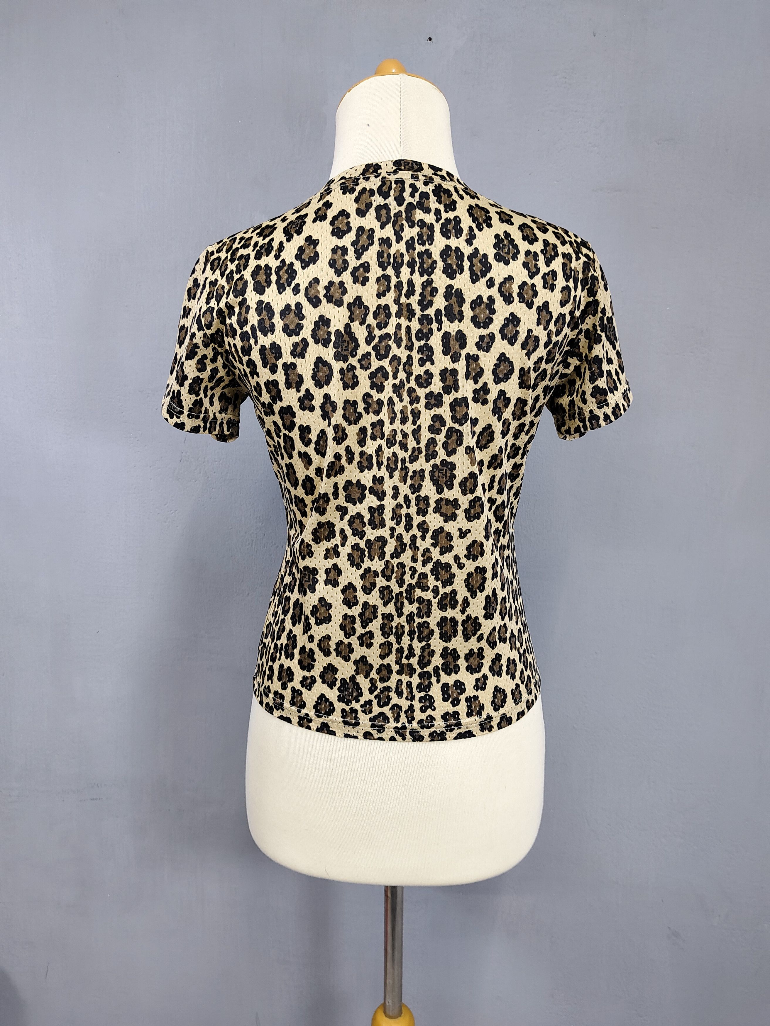 Fendi 90s FENDI🔥Glam Rock Leopard Print Micro Perforated Top Size M / US 6-8 / IT 42-44 - 4 Thumbnail