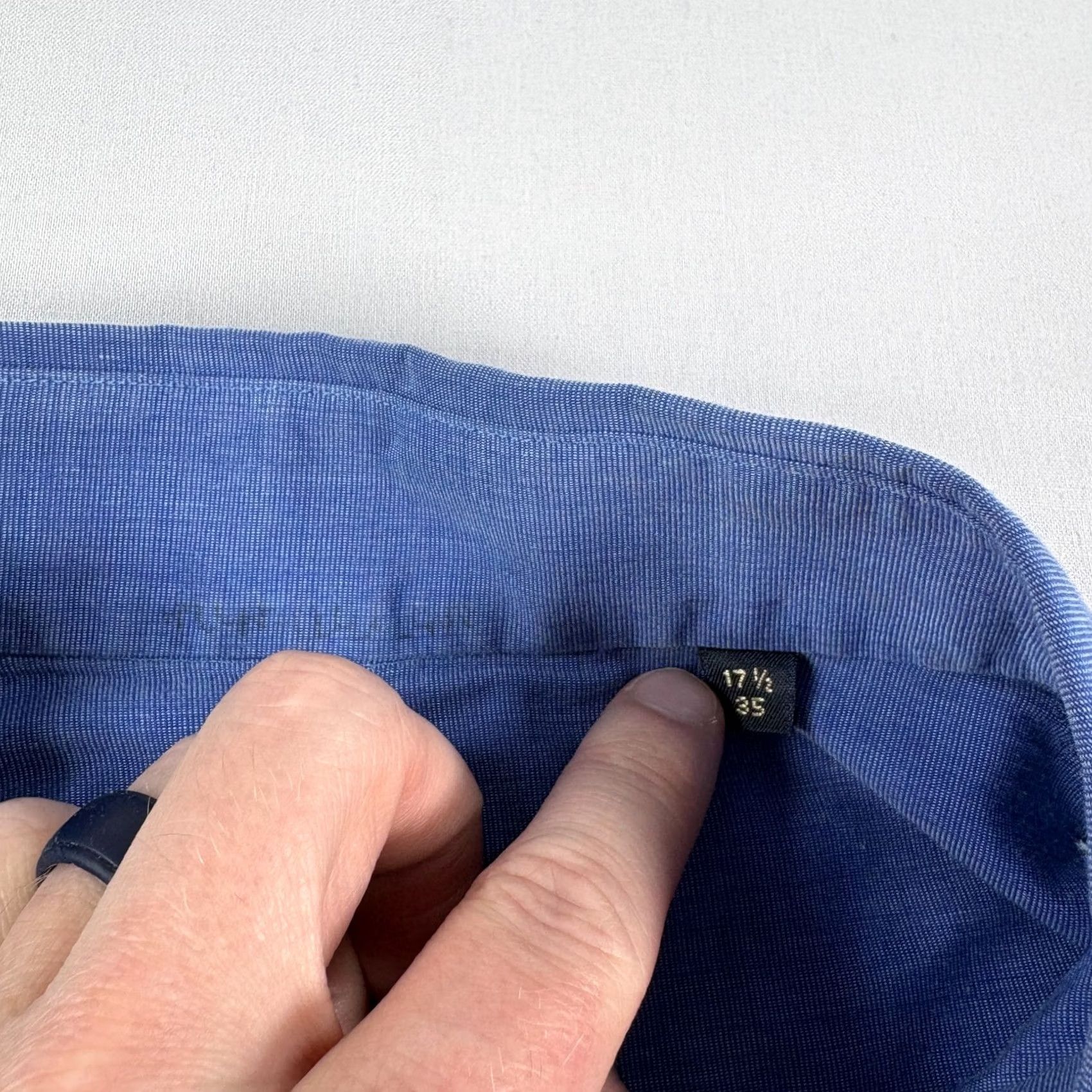 Vintage Gitman Bros Shirt Mens 17.5 Blue Button-Up Long Sleeve Dress Shirt Casual Formal Size 48R - 5 Thumbnail