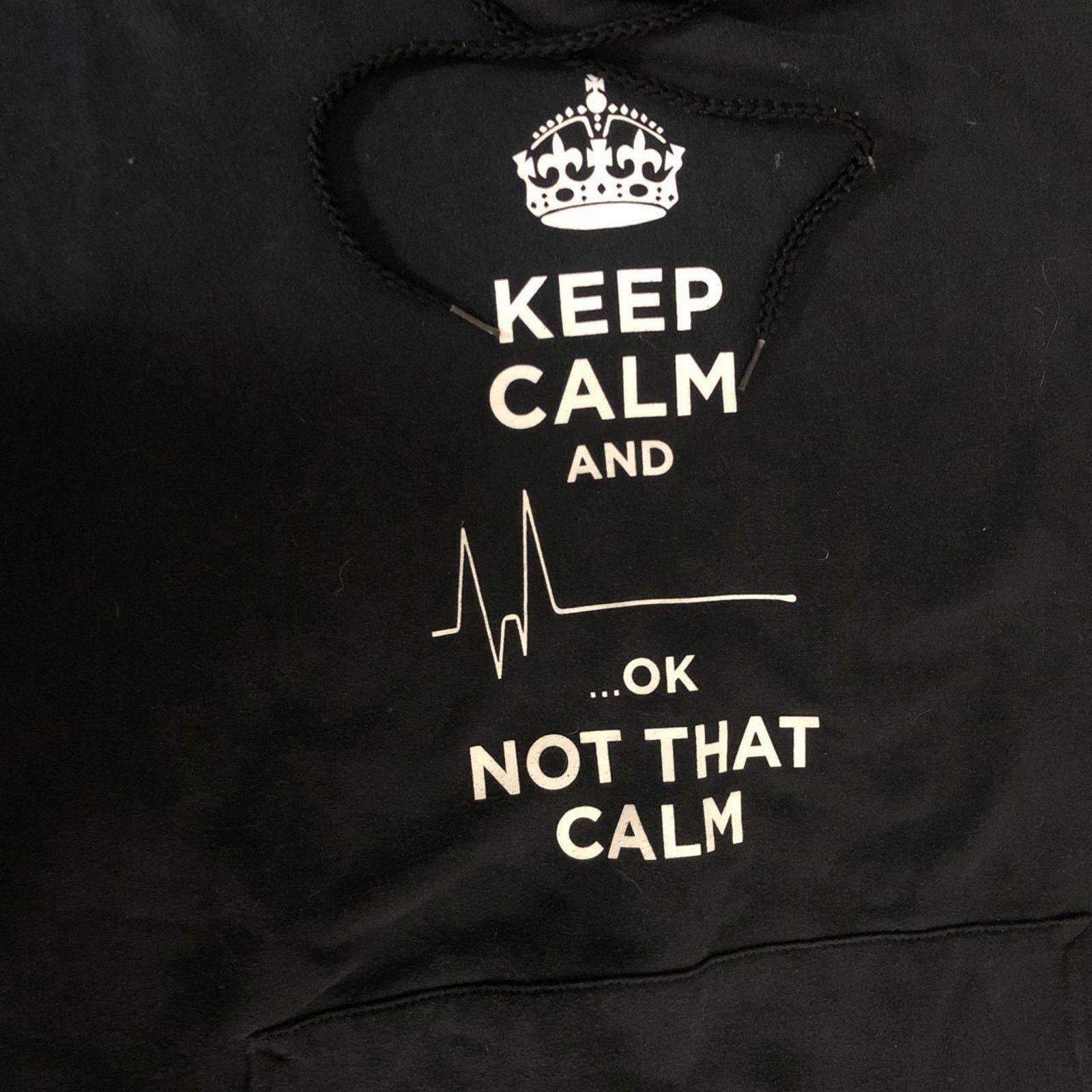 Hanes Black ‘Keep Calm & … Ok Not That Calm’ Graphic Hoodie Size XXL / US 16-18 / IT 52-54 - 3 Thumbnail