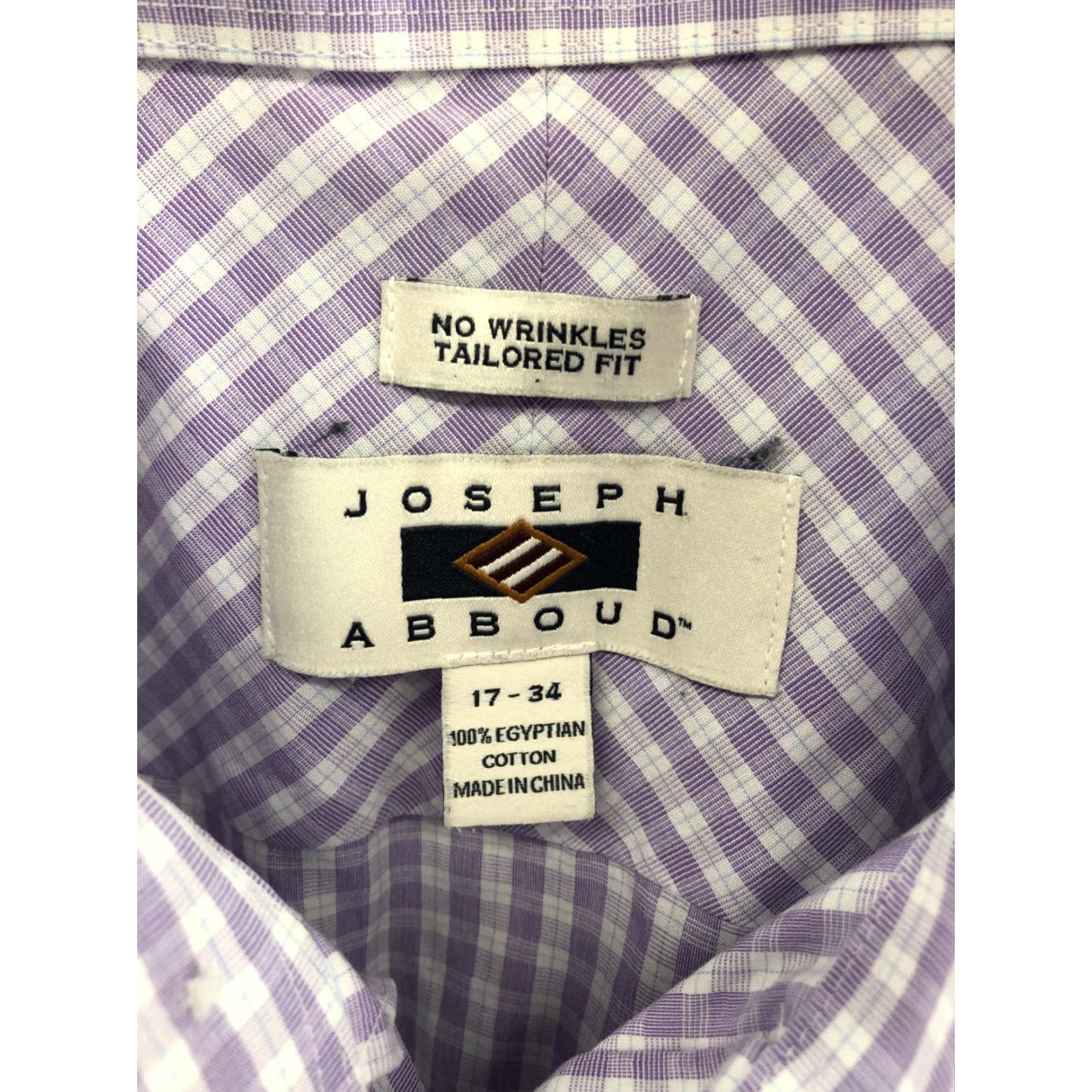 Joseph Abboud Joseph Abboud Shirt Mens Size 17 Purple Plaid Button-Up Knit Slim Regular Long Sleeve Shirt Size US XL / EU 56 / 4 - 6 Thumbnail