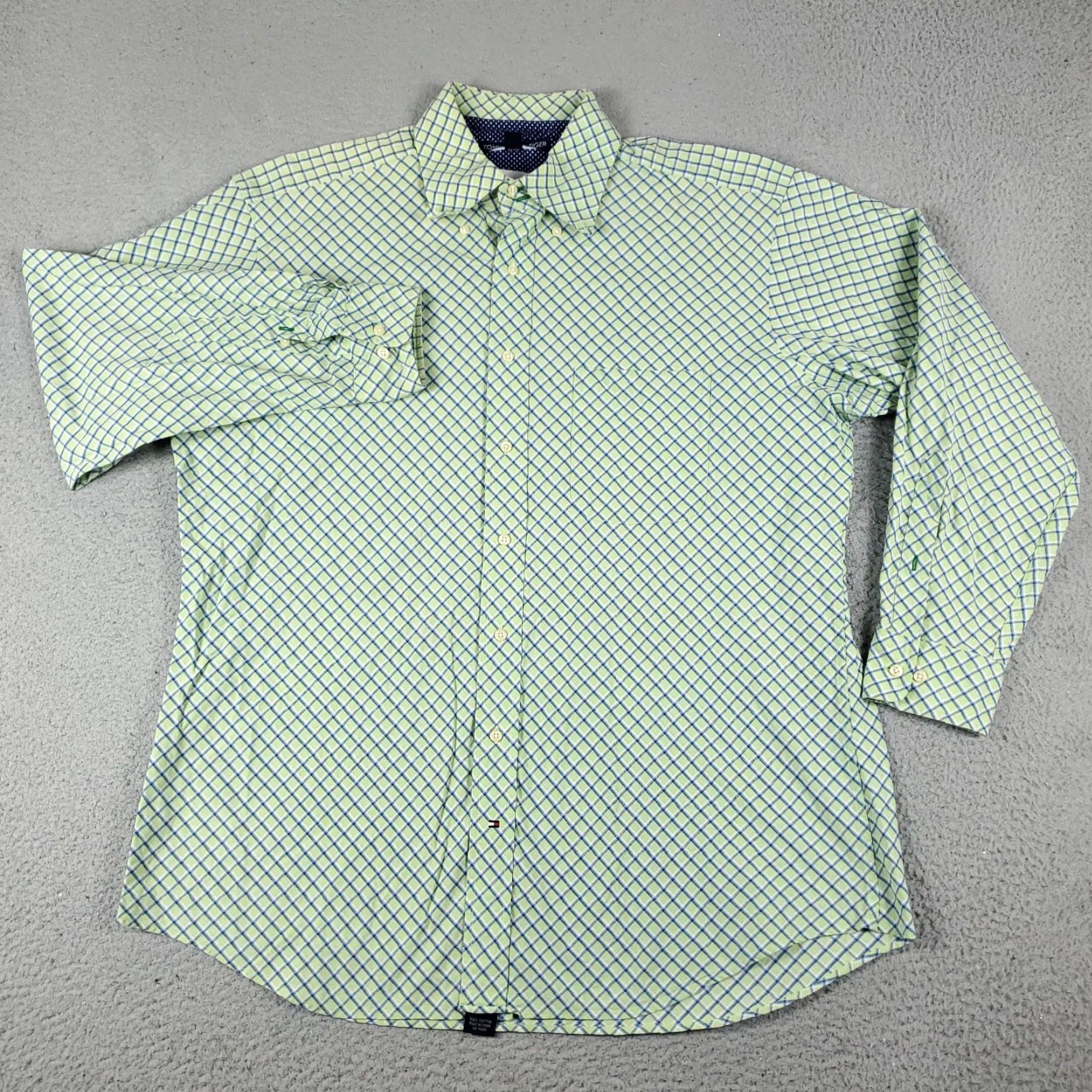 Tommy Hilfiger Tommy Hilfiger Dress Shirt Mens 16.5 Green Check Button Up Long Sleeve Casual Business 100% Cotton Men's Shirt Size 42R - 2 Thumbnail