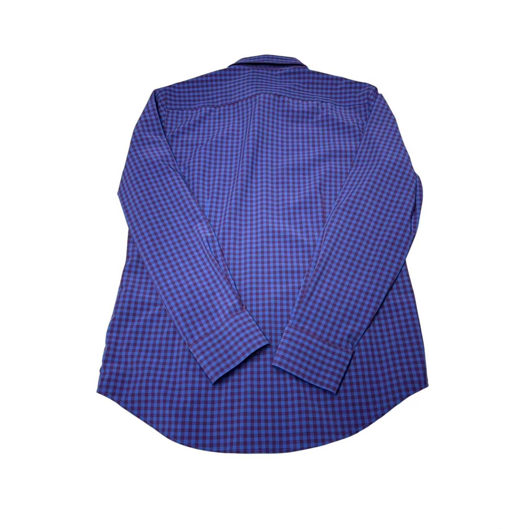 Mizzen+Main Mizzen+Main Leeward Mens Large Trim Fit Gingham Dress Shirt Blue Purple Size 42R - 6 Thumbnail
