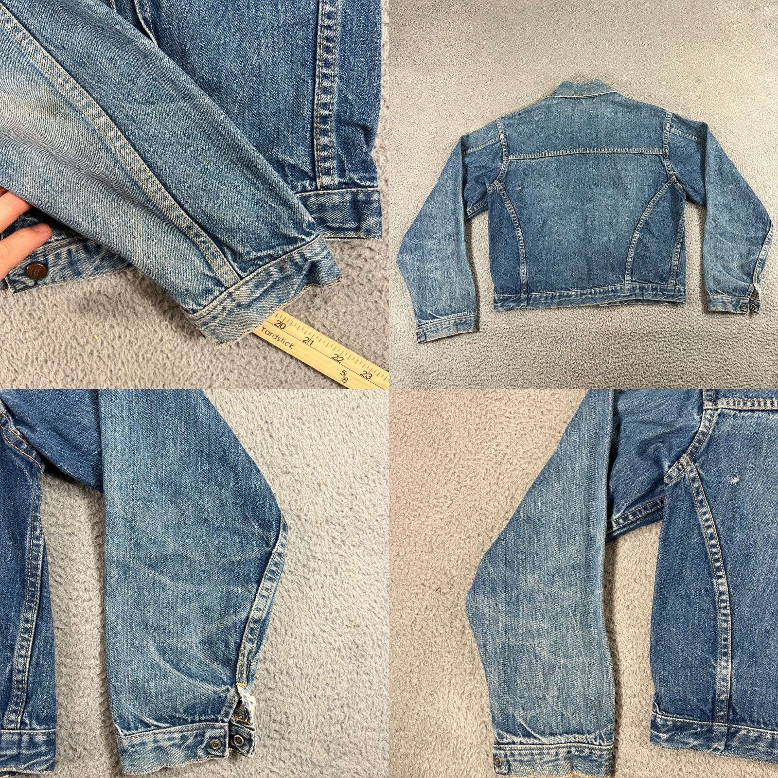 Denime VINTAGE Gauchos Denim Jacket Small Cropped Snap Up Light Wash USA Bomber Jacket Unisex Adults Blue Denim Chuck USA Size US S / EU 44-46 / 1 - 9 Thumbnail