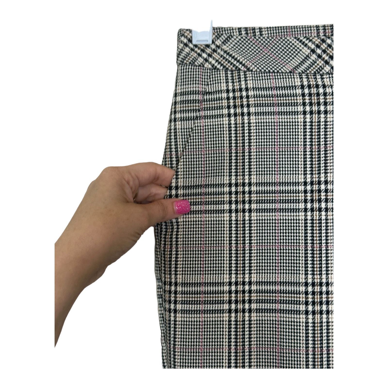 H&M H&M black cream plaid flat front straight legs pants size 2 Size 26" / US 2 / IT 38 - 6 Thumbnail