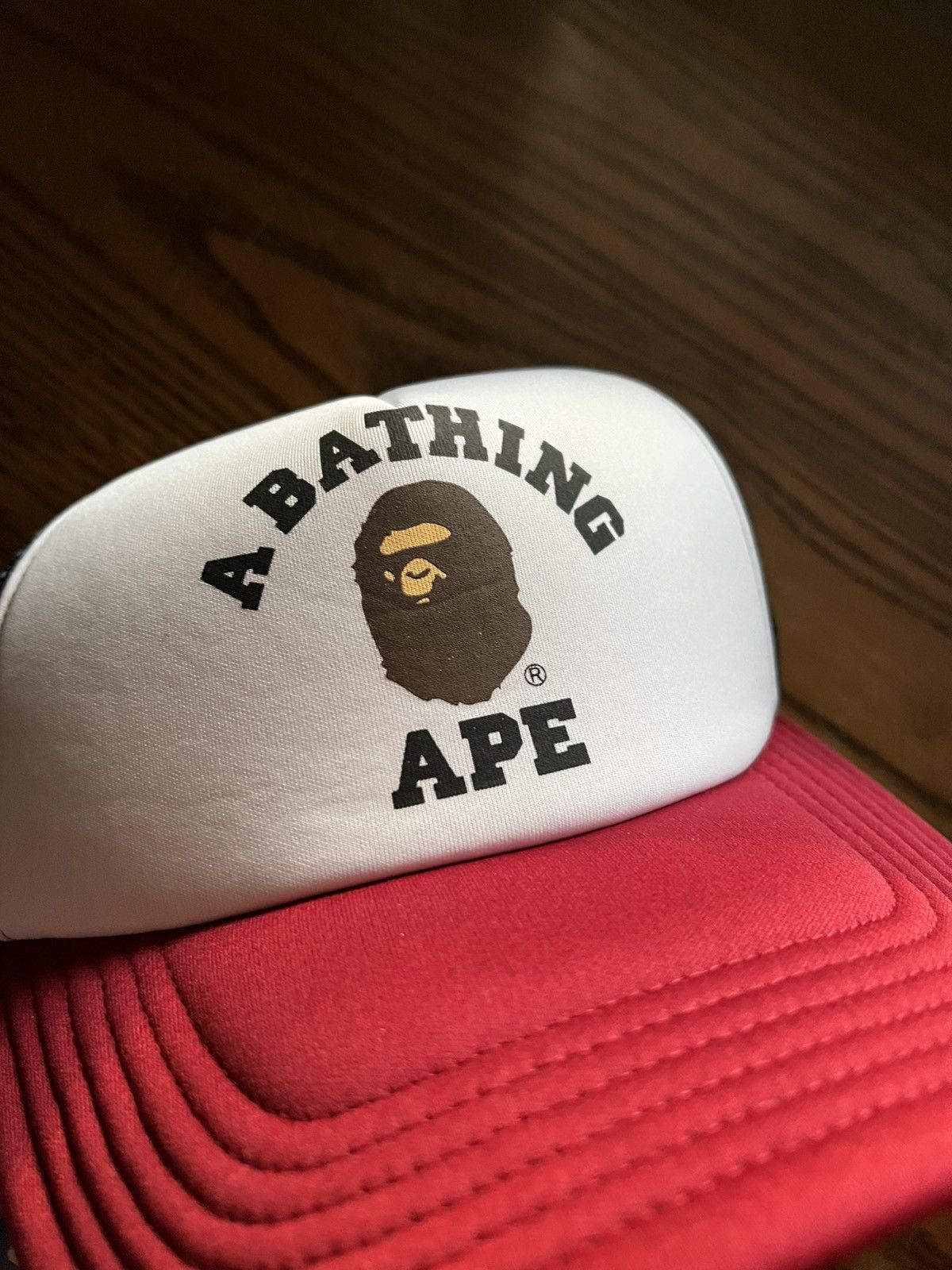 Bape Bape College Mesh Trucker Hat - Red/Black Size ONE SIZE - 2 Thumbnail